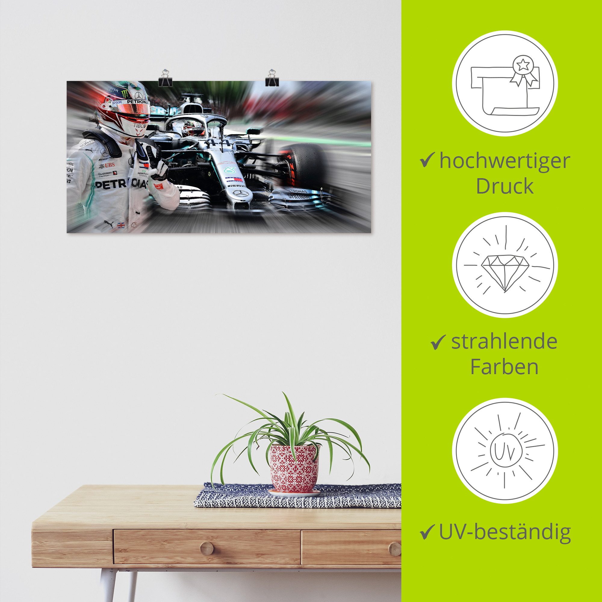 Artland Wandbild Weltmeister Sir Lewis Hamilton, Funsport (1 St), als Alubild, Leinwandbild, Poster, Wandaufkleber in verschied. Größen