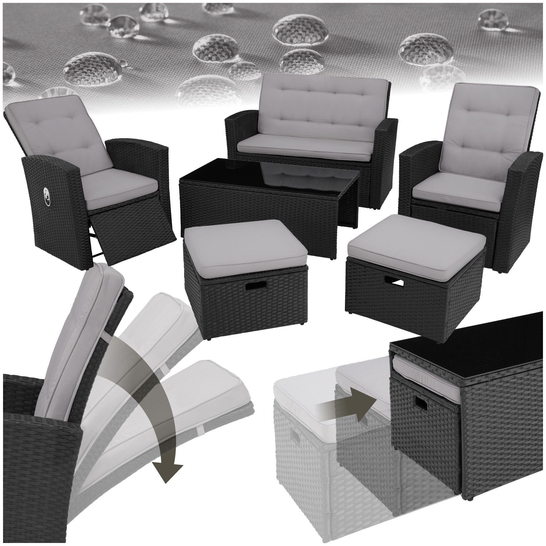 tectake Loungeset Rattan Lounge, (Set., 6-tlg), günstig online kaufen