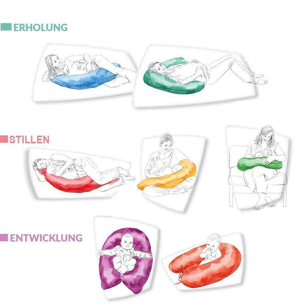 Baumwolle EPS Mikroperlen, SEI Stillkissen mit Babynestchen Schwangerschaftskissen Seitenschläferkissen Bezug, Design mit 100% Bezug