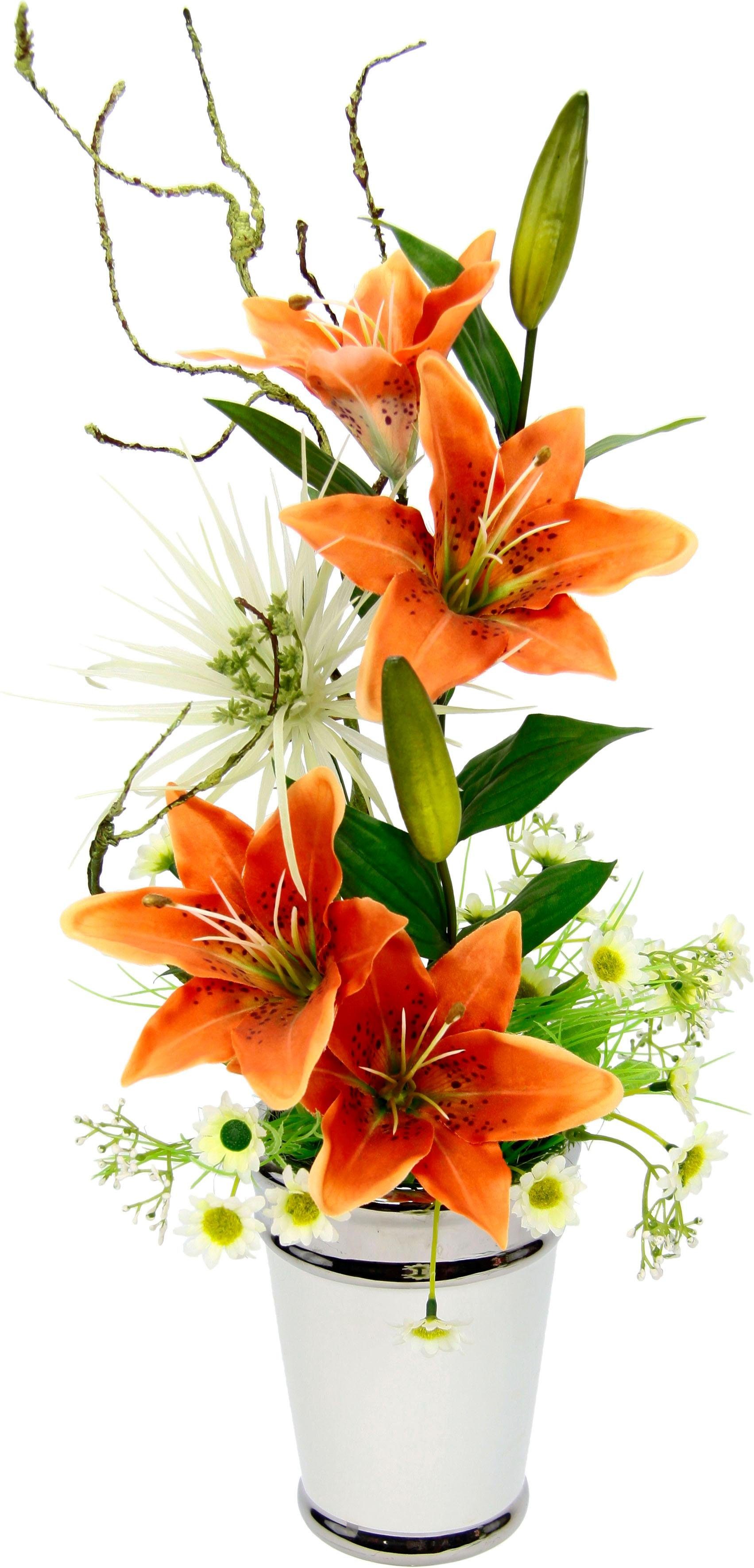 Kunstpflanze Arrangement Lilien in Topf Lilien, günstig online kaufen