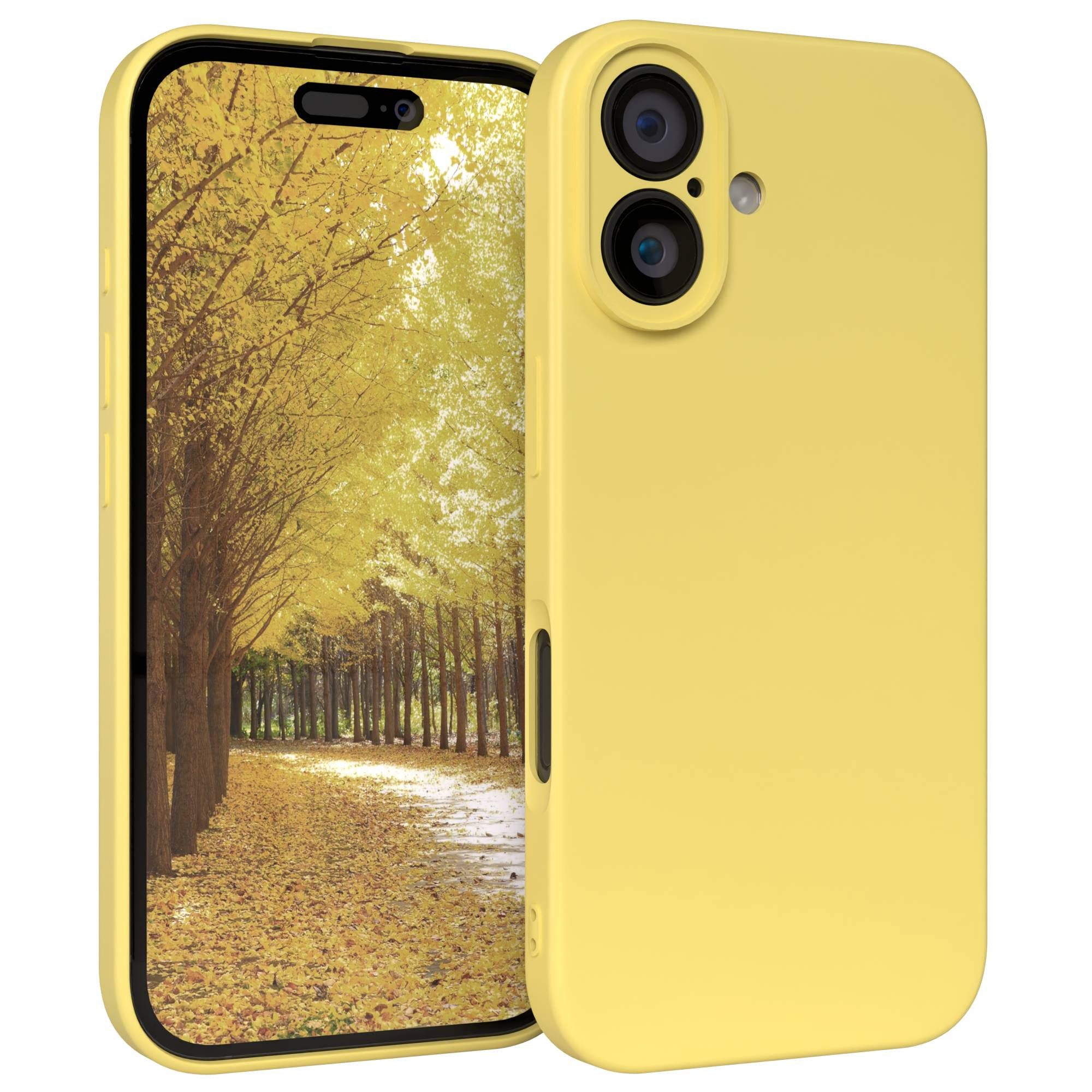EAZY CASE Handyhülle für Apple iPhone 16 Hülle Silikon 6,1 Zoll, Handy Softcase stoßfest Hülle mit Kameraschutz Bumper Tpuhülle Gelb