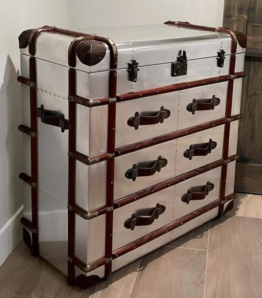 Xlmoebel Schubkastenkommode Aluminium Kommode im Vintage Koffer Stil mit geräumigen Schubladen (1 St., Kommode), Hergestellt in Europa