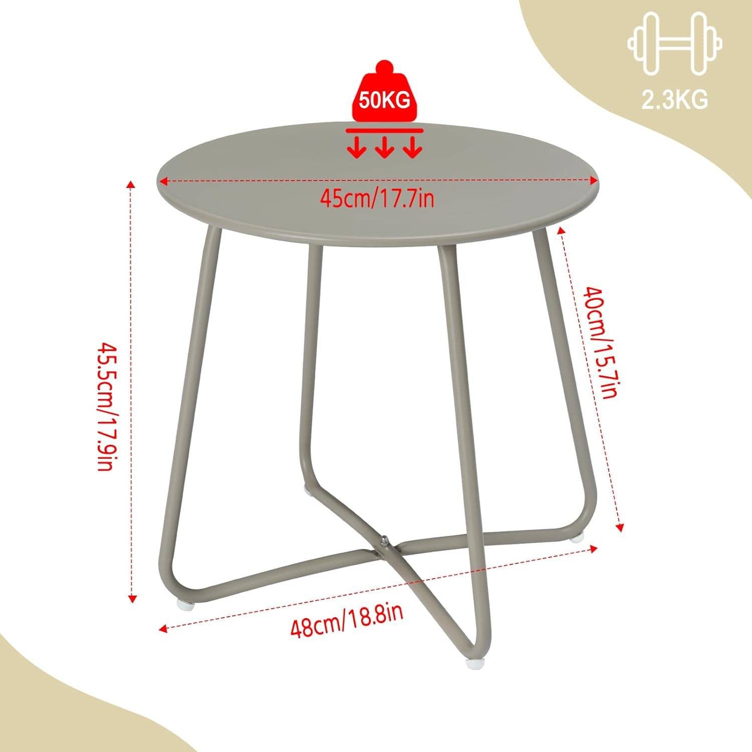 EUGAD Beistelltisch (1-St), rund, Balkontisch Gartentisch, aus Metall, φ48xH45cm