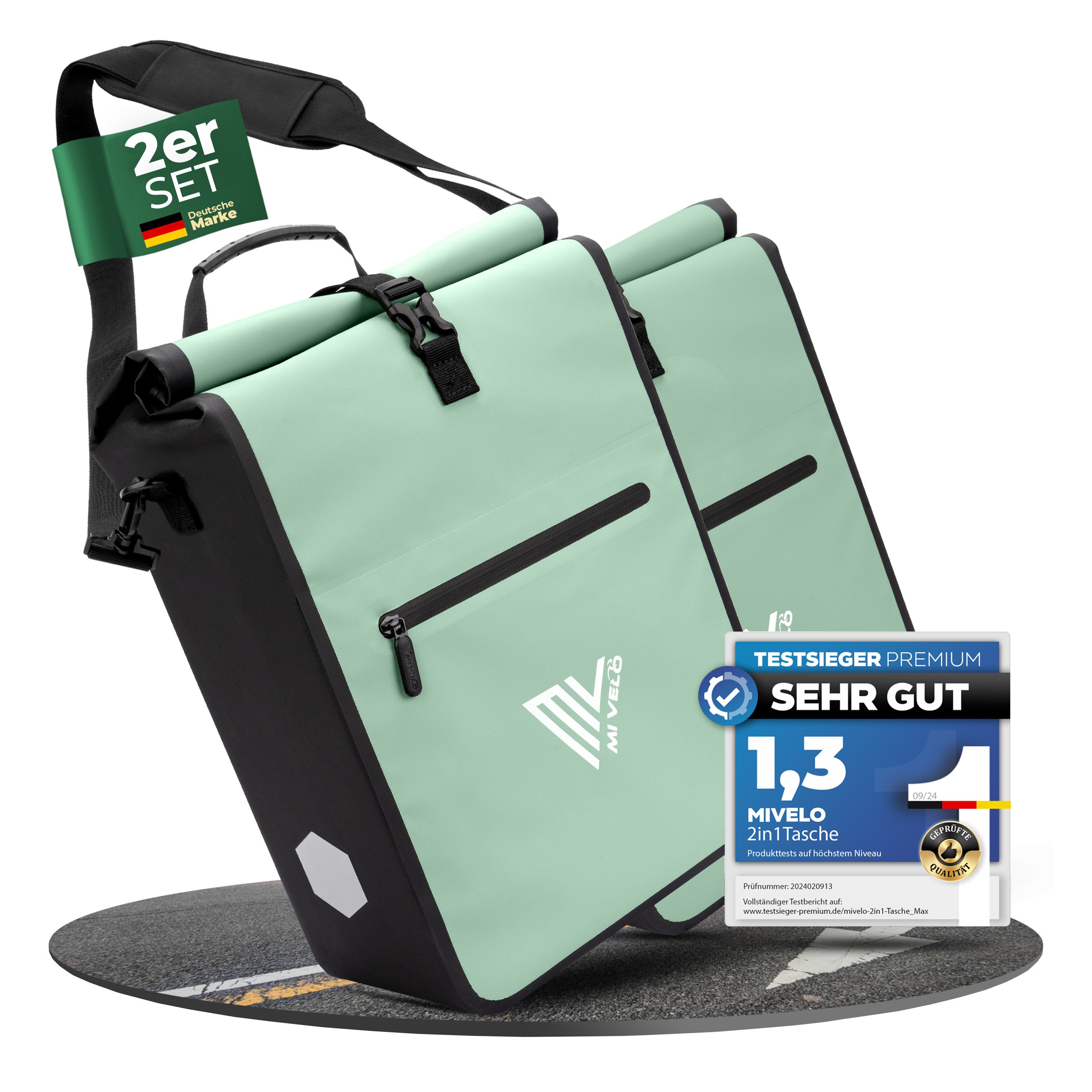 MIVELO Fahrradtasche 2in1 Gepäckträgertasche für Fahrrad wasserdicht, 25 Liter Volumen