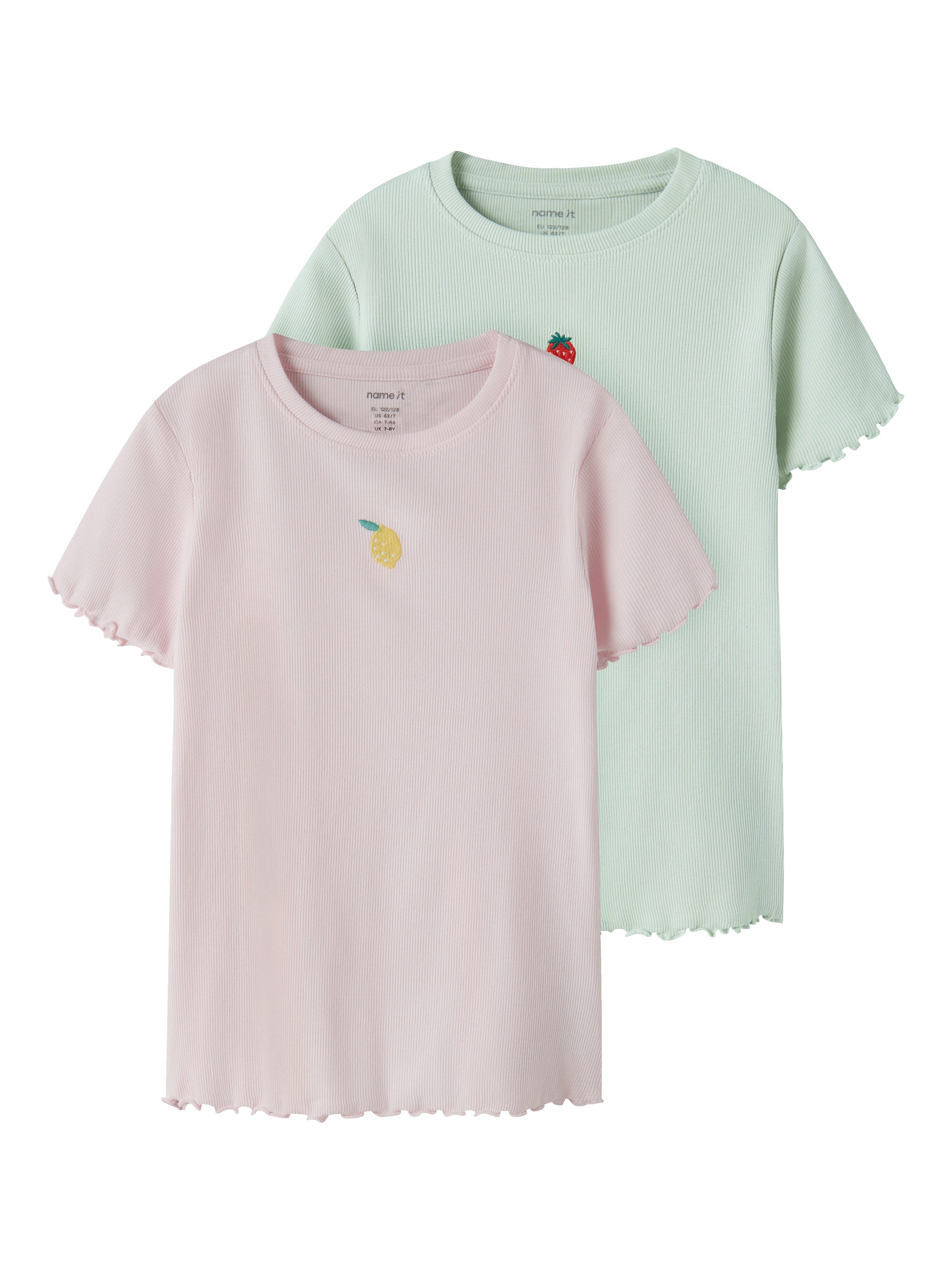 Name It T-Shirt NKFVIVEMMA 2P SS SLIM TOP (Packung, 2-tlg) Baumwollmischung, slim fit – Bild 5 von 5