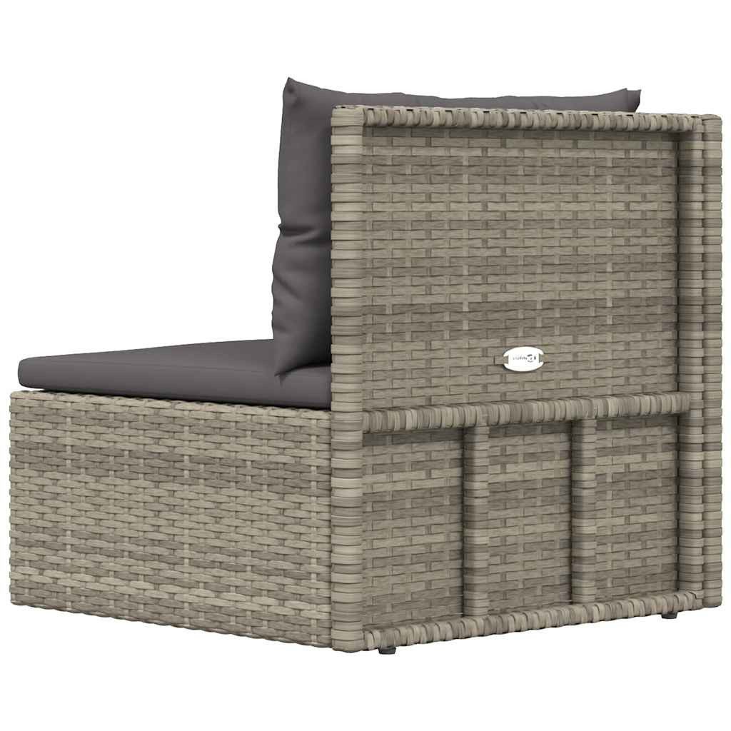 vidaXL Sofaelement Garten-Ecksofa mit Kissen Grau Poly Rattan (1 St)