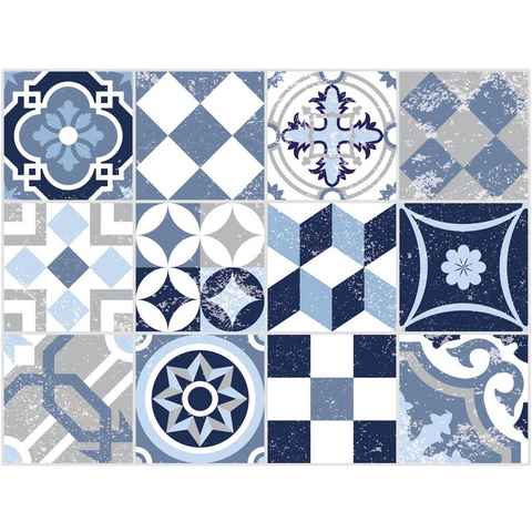 Platzset, Mosaik, blau, Contento, (Set, 4-St), für innen und außen geeignet, wasserabweisend