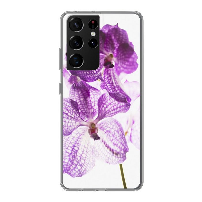 MuchoWow Handyhülle Lila Orchideen Phone Case Handyhülle Samsung Galaxy S21 Ultra Silikon Schutzhülle