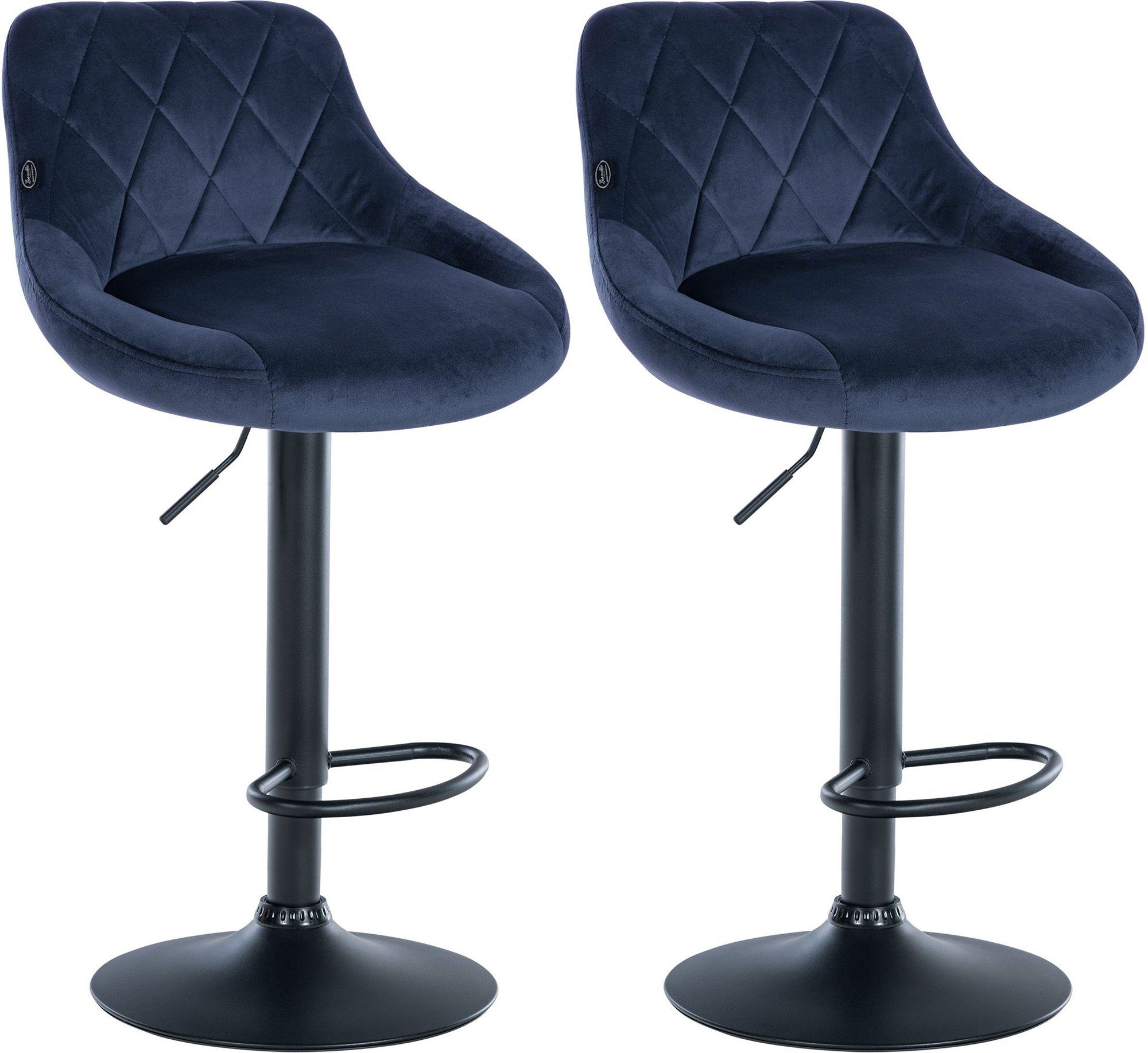 CLP Barhocker Set), Barstuhl drehbar 360° blau (2er Samt Lazio