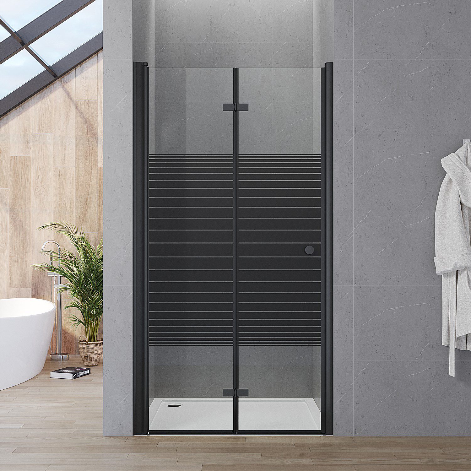 AQUABATOS Dusch-Falttür Duschtür für Nischen faltbar 70 75 80 85 90 95 100 120 cm Nischentür, 70x187 cm, 5 mm Einscheiben-Sicherheitsglas (ESG), mit Verstellbereich, beidseitig montierbar, barrierefrei