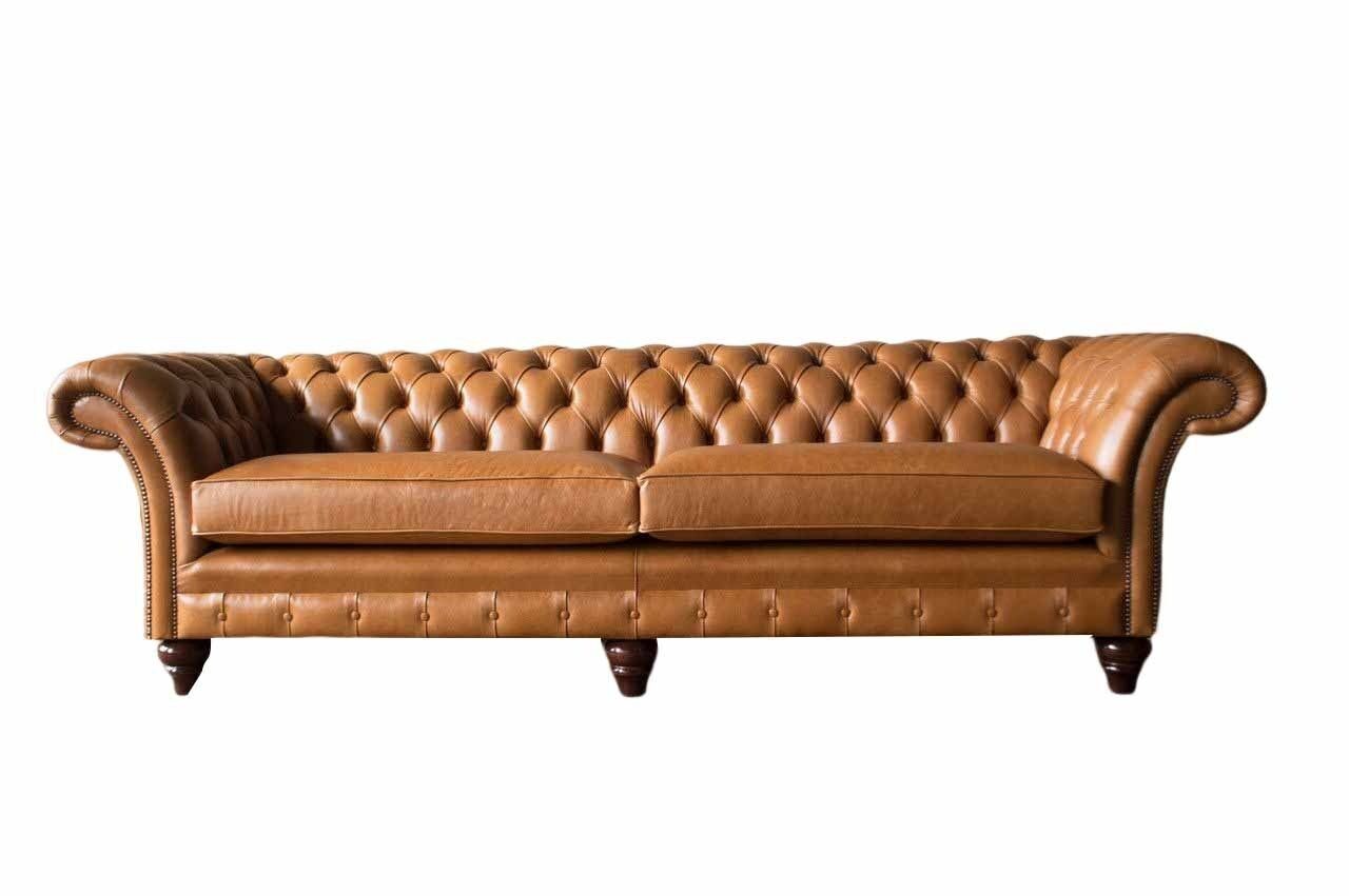 JVmoebel Sofa Sofa 4 Sitzer Couch Polster Chesterfield Sofa Sitz Leder Design Braun, Made In Europe