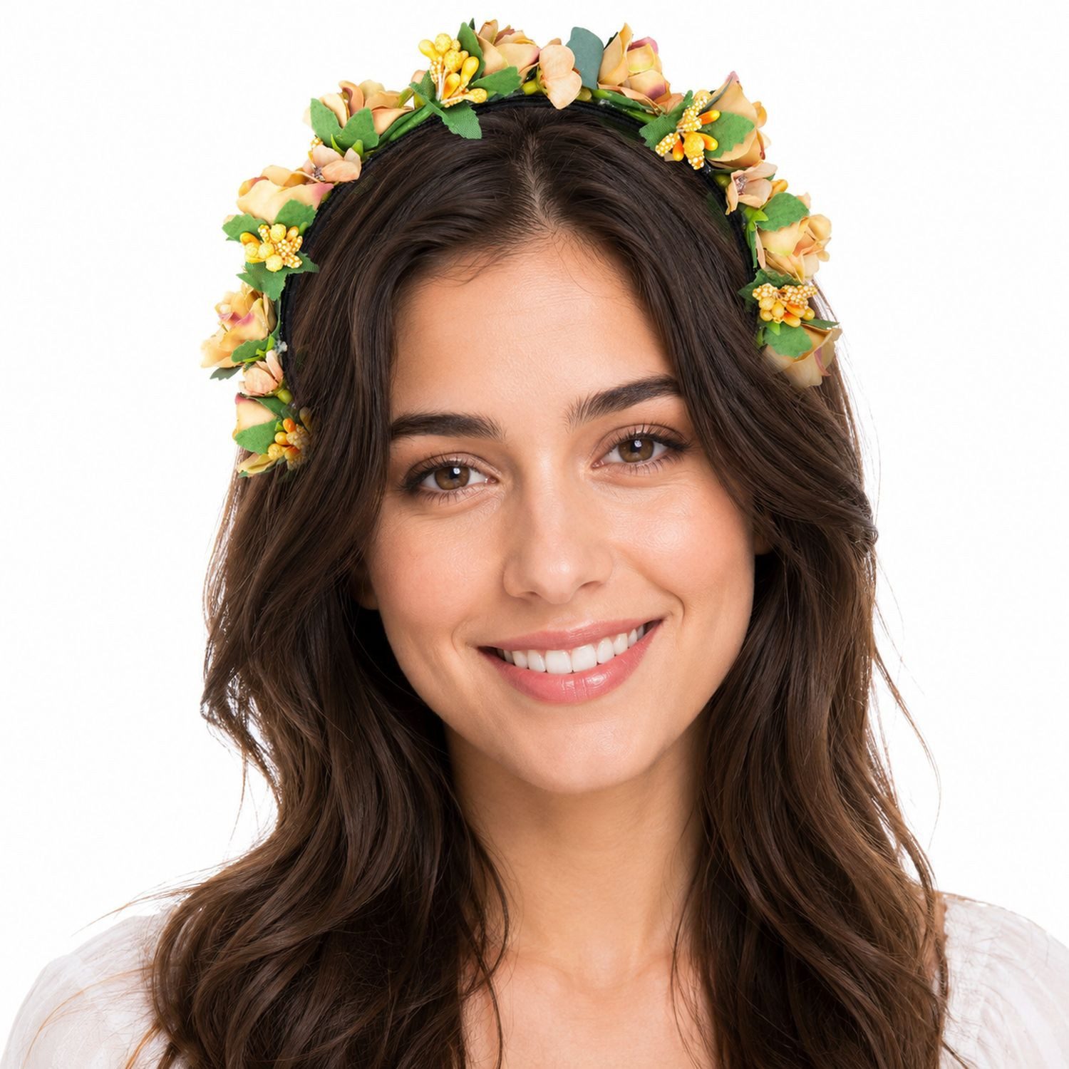 Trachtenland Haarreif Blumen Haarkranz "Sabia" mit Rosen, Haarschmuck Dirndl Hochzeit