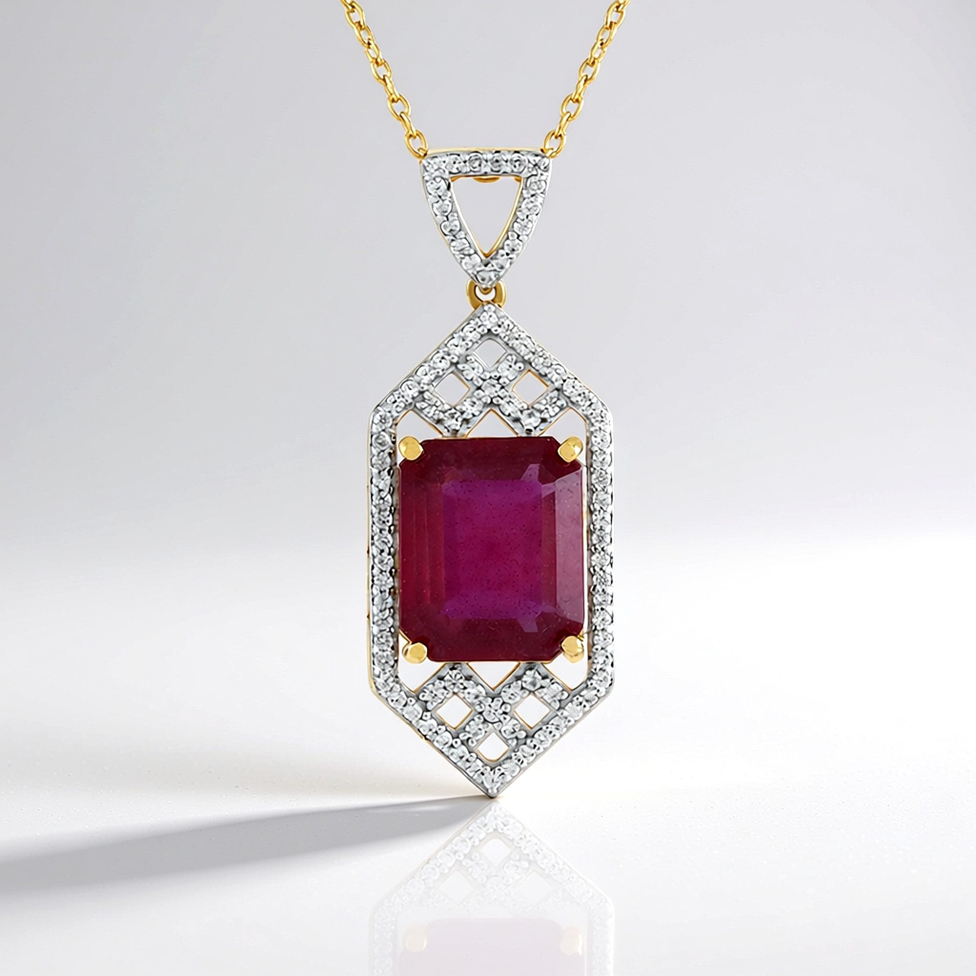 Cavill Silberkette Cavill Madagaskar-Saphir 5,85 ct, vergoldet Silberkette mit Zirkon (1-tlg)