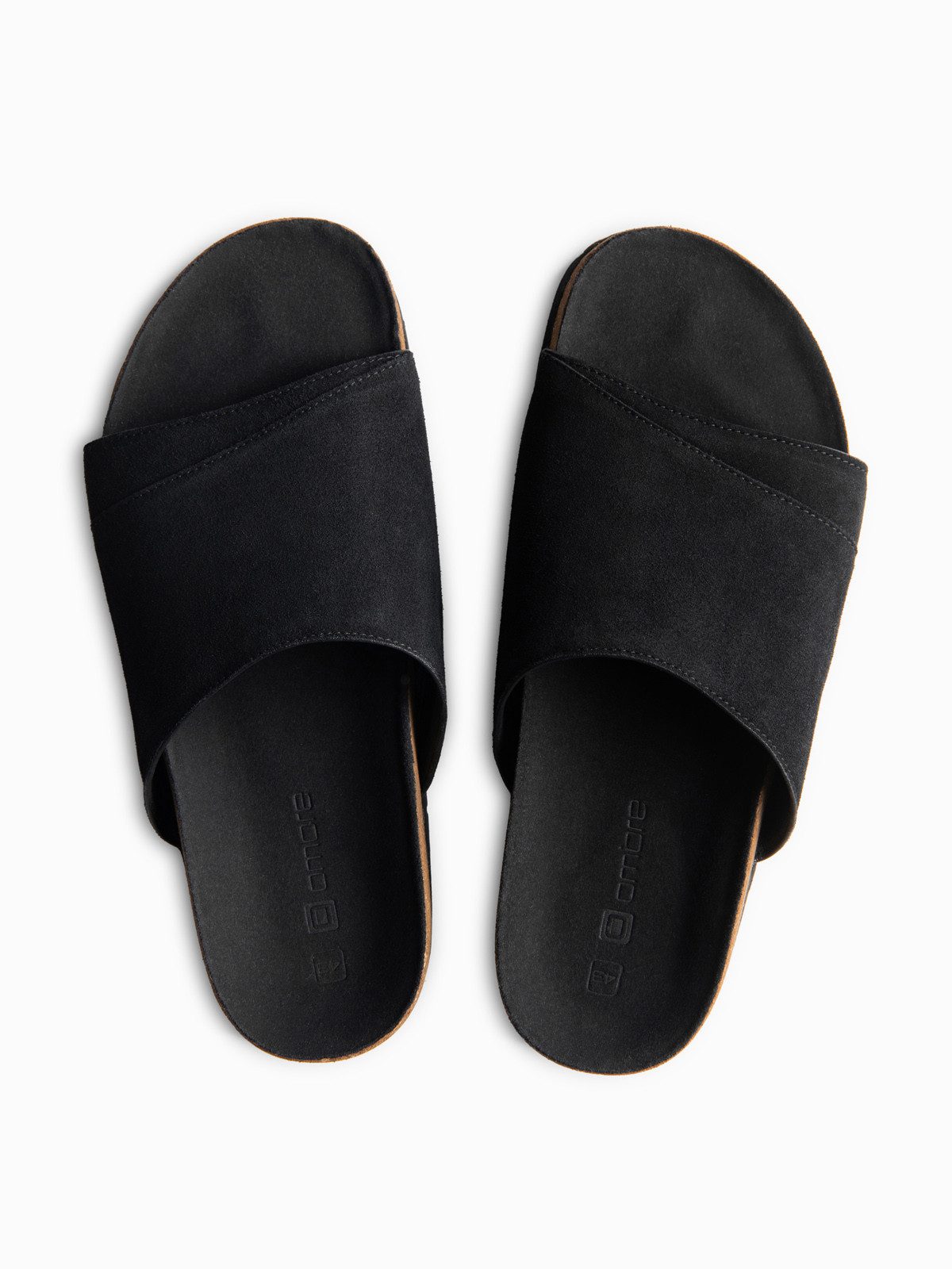 OMBRE Herren Pantolette aus hochwertigem Wildleder Schwarz 45 Pantolette (kein Set) Profilierte Innensohle