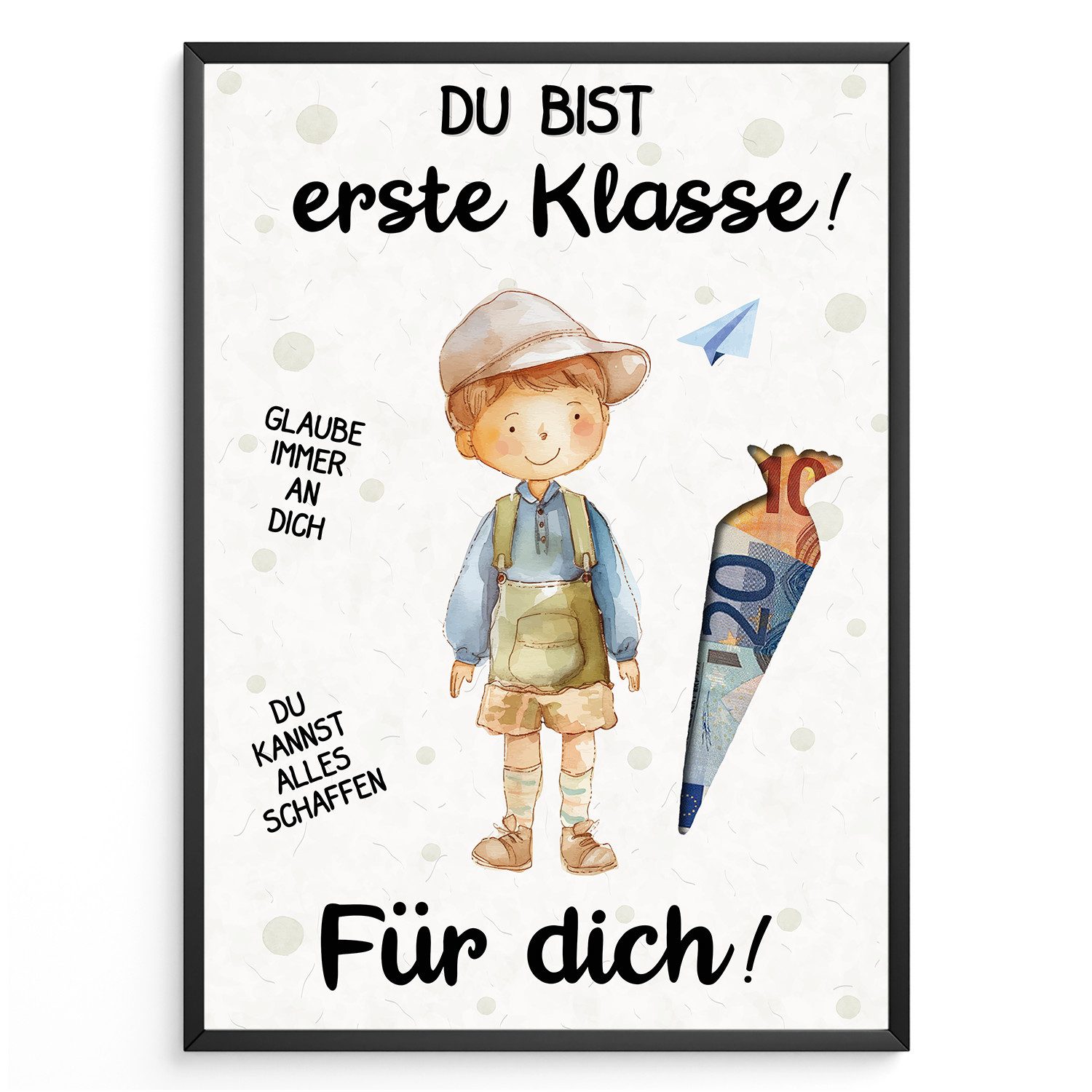 Tigerlino Poster Geldgeschenk Einschulung Schultüte Junge Schulanfang Erstklässler