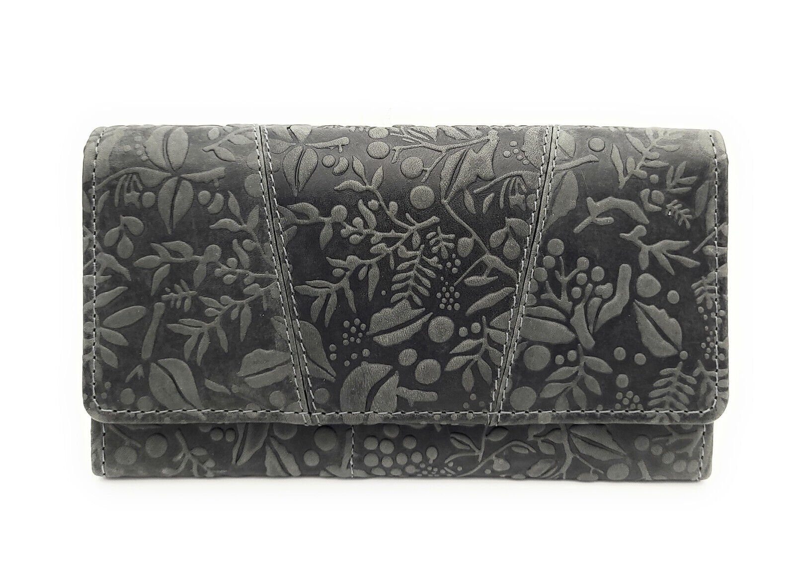 Hill Burry Geldbörse echt Leder Damen Portemonnaie mit RFID Schutz, mit eleganter, floraler Prägung