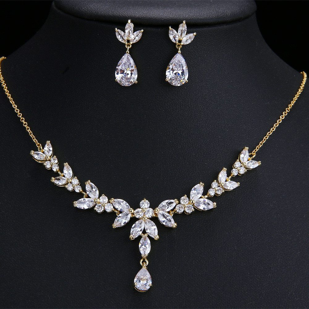 RWEUOQ Schmuckset Schmuck Hochzeit Halskette &Ohrringe günstig online kaufen