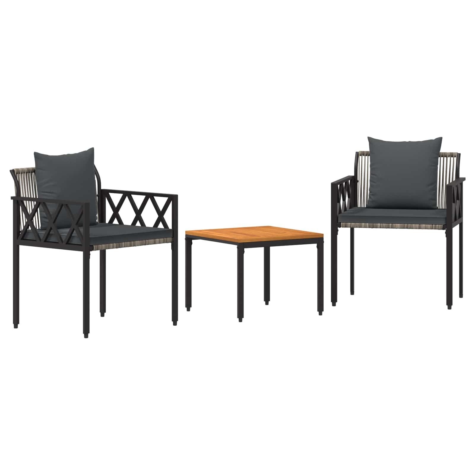 vidaXL Gartenlounge-Set Gartenmöbel-Set 3 stk. Grau und Dunkelgrau Poly-Rattan, (3-tlg)
