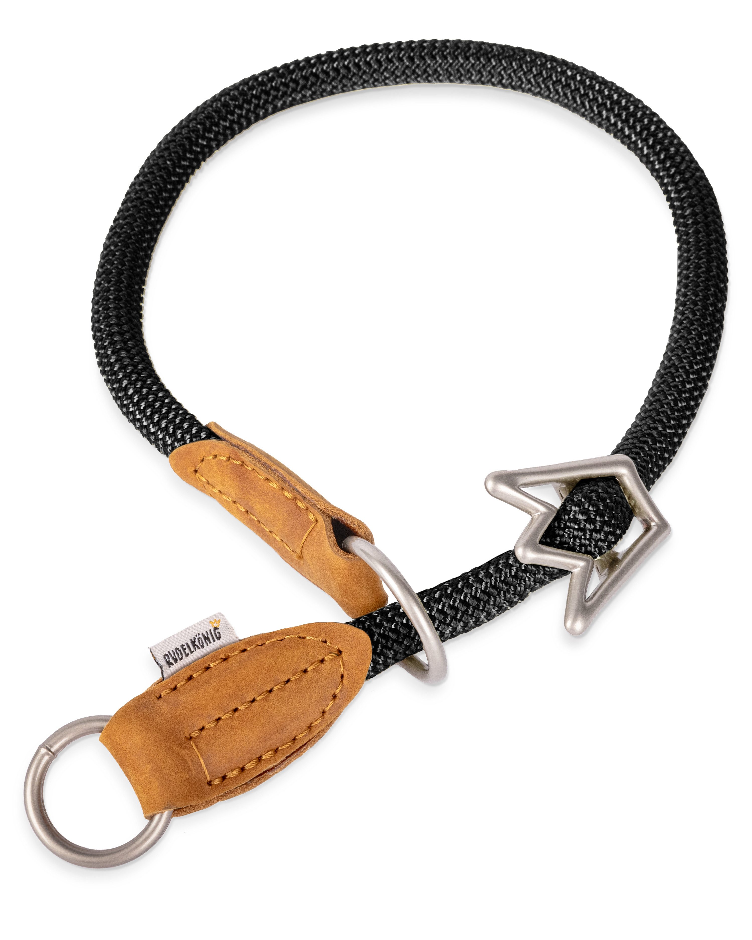 Rudelkönig Hunde-Halsband Zugstopp Halsband Hund Emma, Robustes Hundehalsband, Echtleder, Nylon, Elegantes Tau Halsband