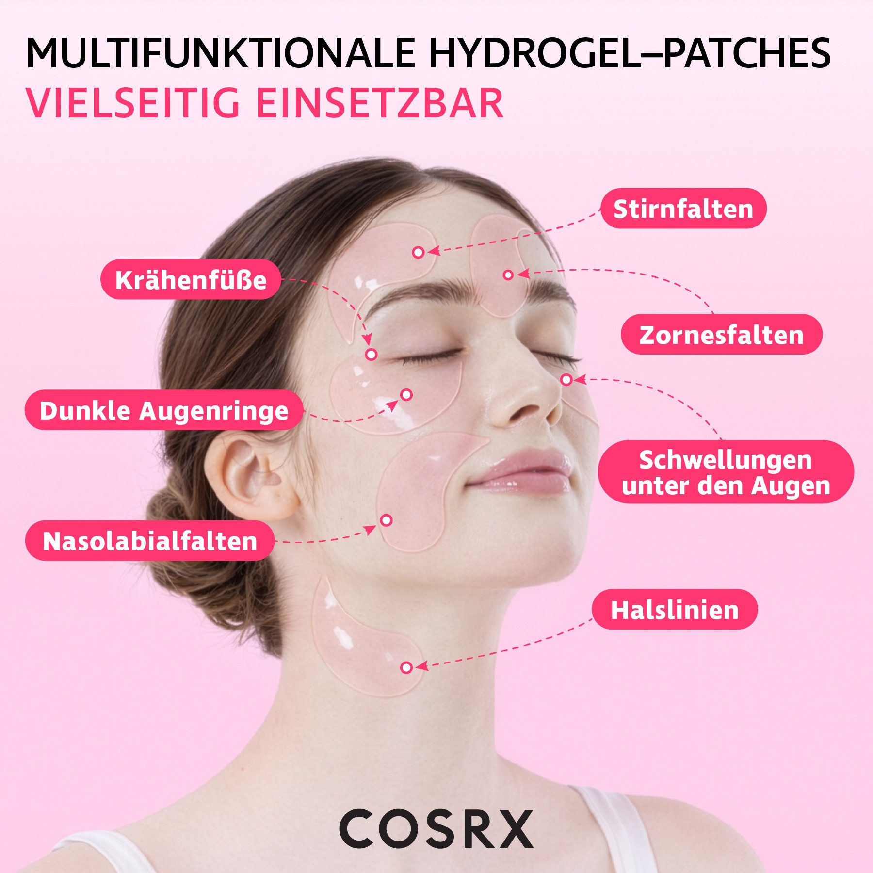 Cosrx Augenpads Pink Peptide Anti Aging Kollagen Hydrogel Augenpads gegen Augenringe, 1-tlg., COSRX, Augenpads, Hydrogel, Hautpflege