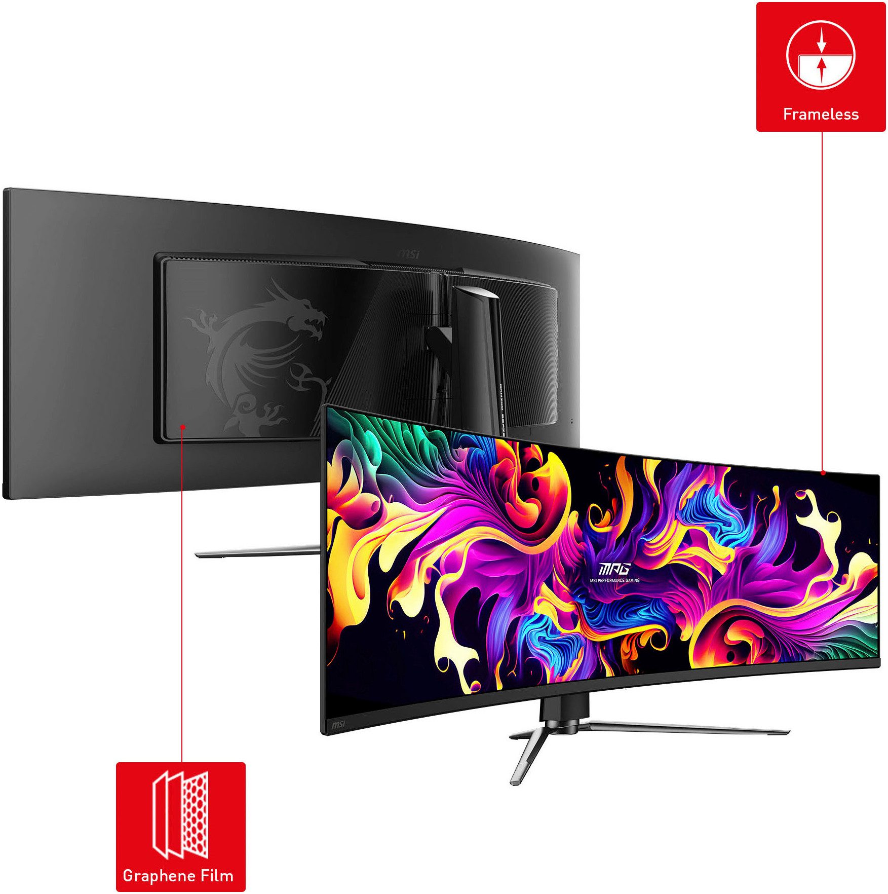 MSI MPG 491CQP QD-OLED Curved-Gaming-OLED-Monitor (125 cm/49 ", 5120 x 1440 px, DQHD, 0,03 ms Reaktionszeit, 144 Hz, QD-OLED)
