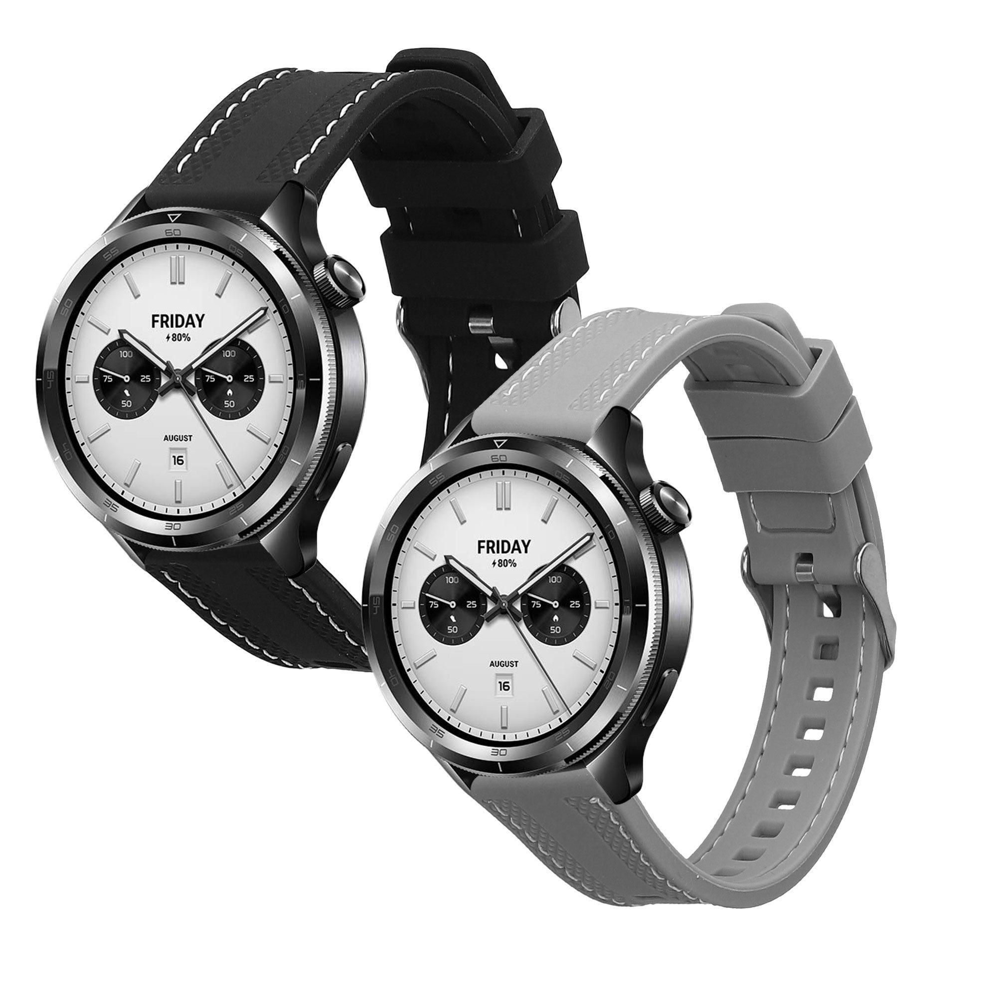 kwmobile Uhrenarmband 2x Uhrenarmband für Xiaomi Watch S4 / S4 Sport / S3 / S2 / Watch S1, Fitnesstracker Band Set aus TPU Silikon - Ersatzarmband Smartwatch