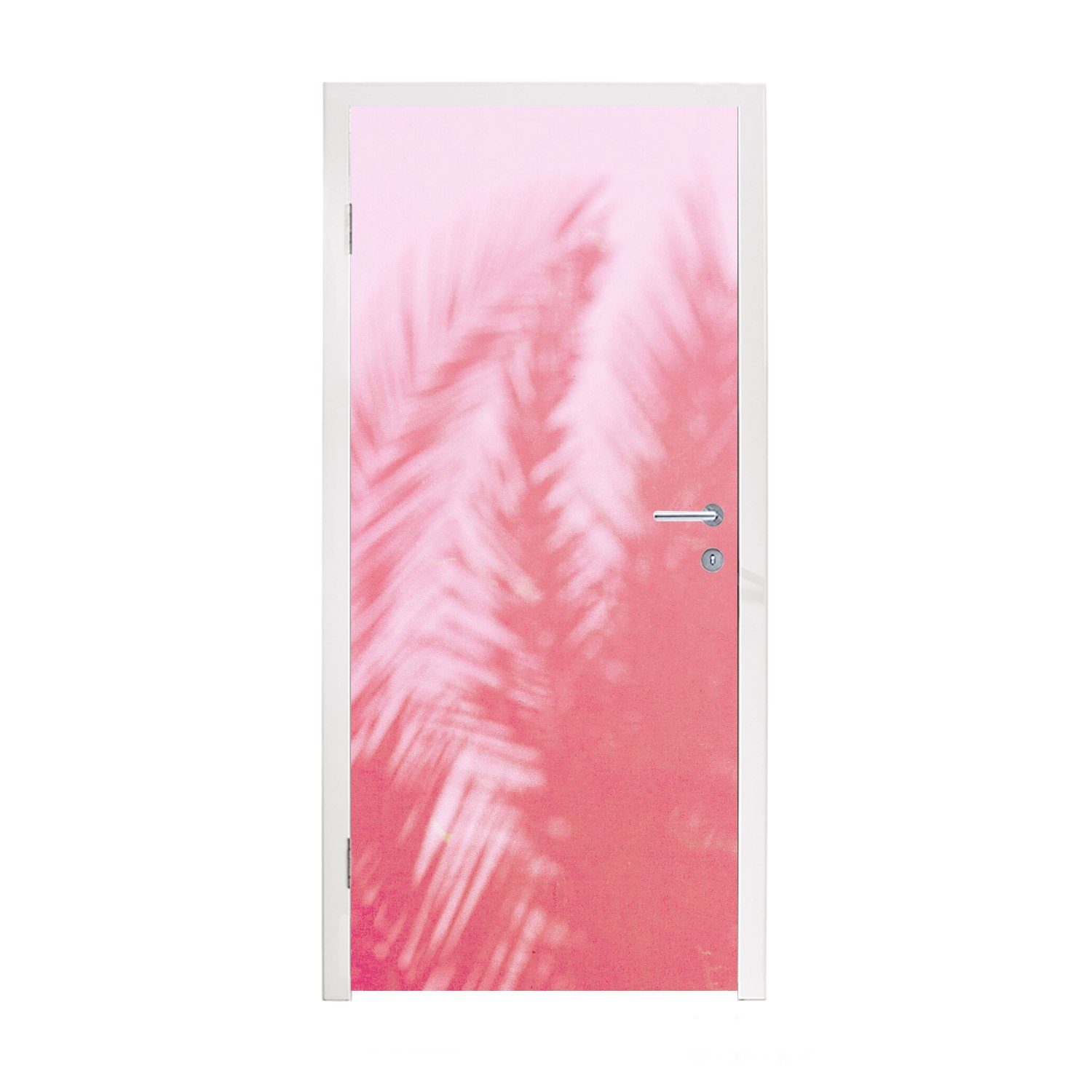 75x205 Blätter cm Rosa, MuchoWow Fototapete Tür, Türaufkleber, St), Pflanzen (1 Matt, Türtapete für - bedruckt, -