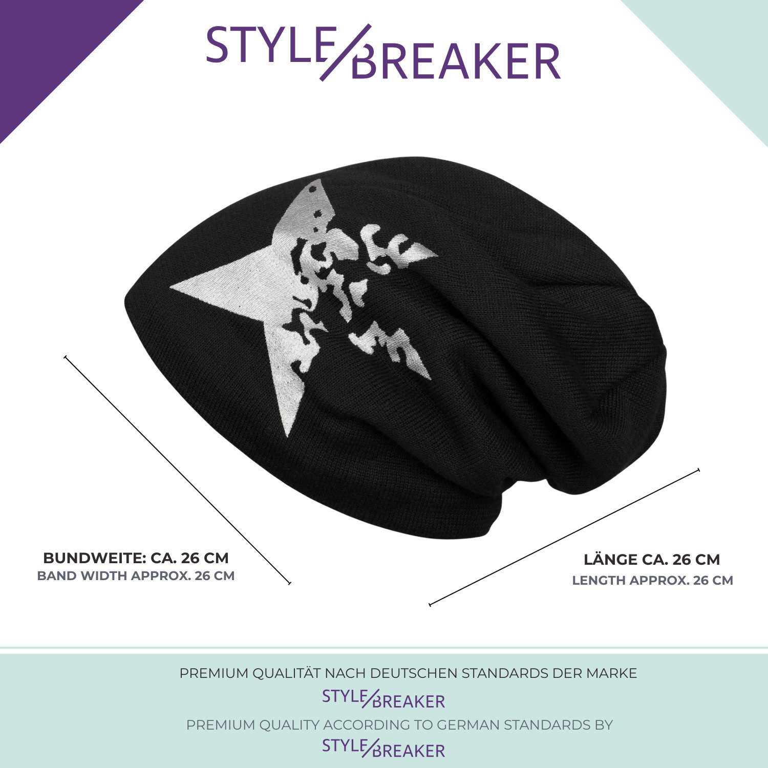 styleBREAKER Strickmütze Feinstrick Beanie mit Vintage Stern (1-St)