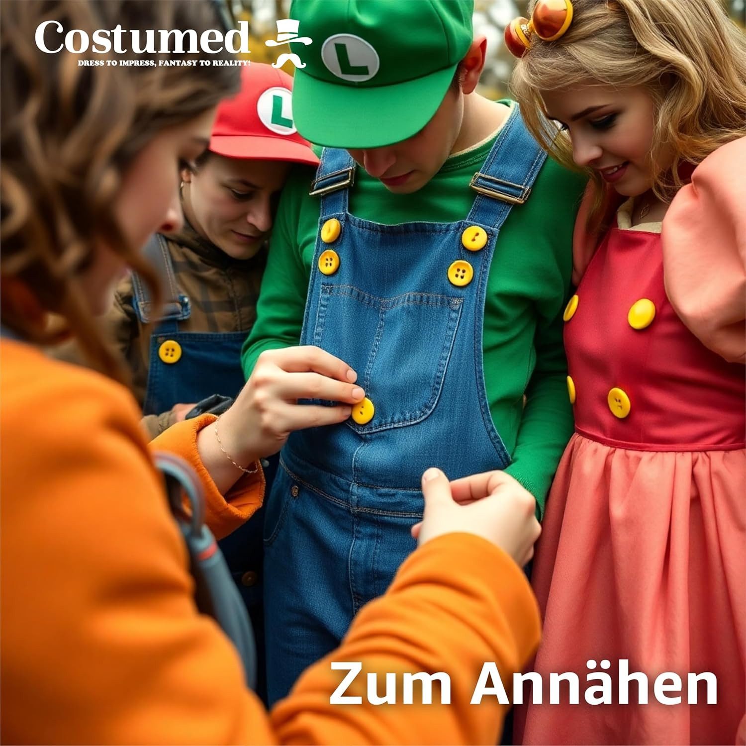 Costumed Kostüm 4x extra große gelbe Knöpfe – Mario Kostüme Karneval & Fasching