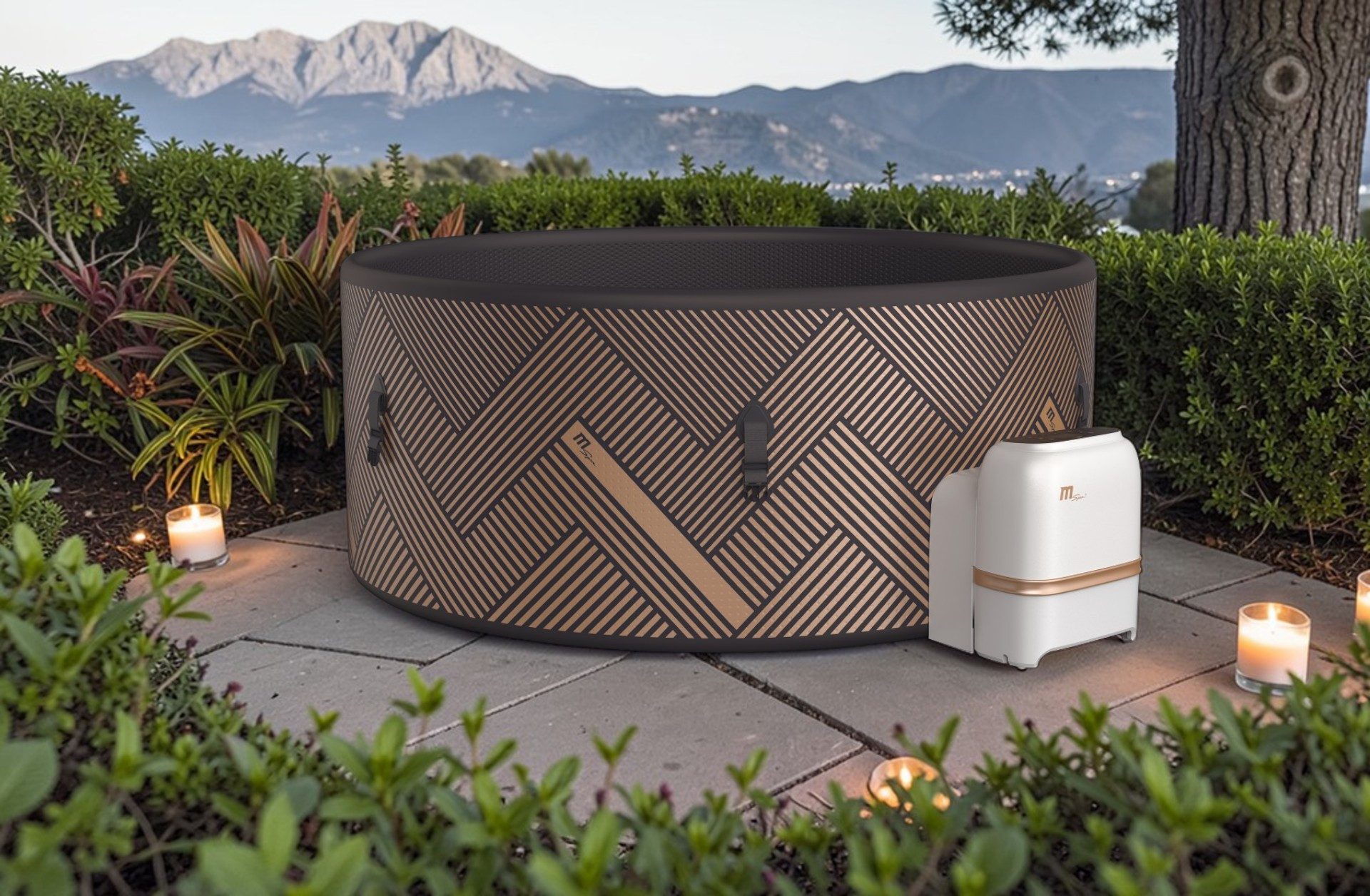 mSpa Whirlpool MONO ECO XL 2026- Ø 173 x 65 cm - ganzjährig Outdoor Pool - F-MO062WE, inkl. UVC+ Selbstreinigungsfunktion, App-Steuerung, Schnellheizsystem