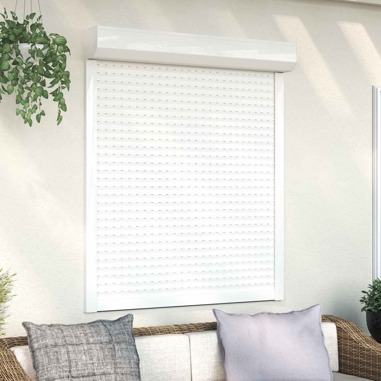 vidaXL Fensterladen Rollladen Weiß 110 x 130 cm Aluminium und Polyurethan, BxH: 14x130 cm, (1-St)