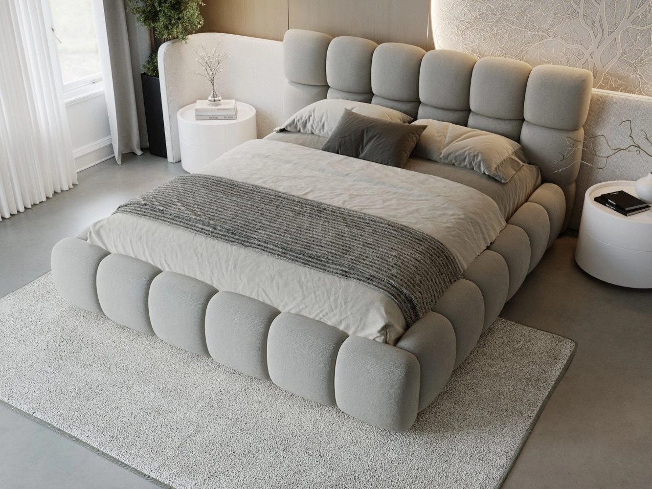 GrainGold Polsterbett mit Bettkästen MODO, Modern Bett mit Kopfteil - 200x2 günstig online kaufen