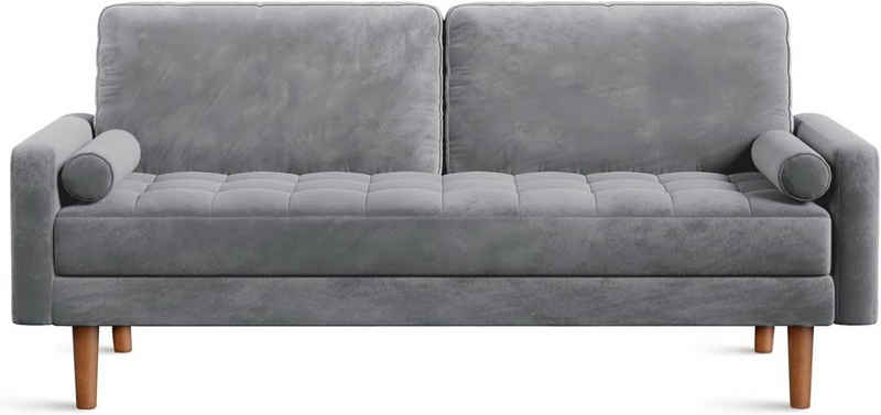 Vesgantti Sofa 2 Sitzer Sofa, Samt Couch mit 2 Wurfkissen 148x78x85cm für Wohnzimmer