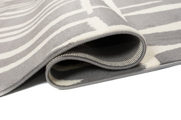 Designteppich Modern Teppich Kurzflor Wohnzimmerteppich Robust und pflegeleicht GRAU, Mazovia, 80 x 150 cm, Fußbodenheizung, Allergiker geeignet, Farbecht, Pflegeleicht, Geometrisch