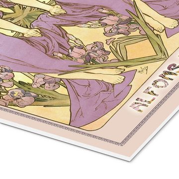 Posterlounge Forex-Bild Alfons Mucha, Die Blumen - Iris, Wohnzimmer Vintage Malerei