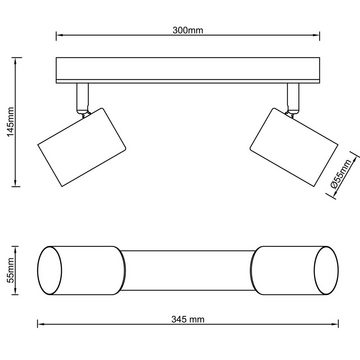 Brilliant Deckenleuchte Niels, Niels Spotbalken 2flg schwarz matt/natur, Metall/Bambus, 2x LED, GU10