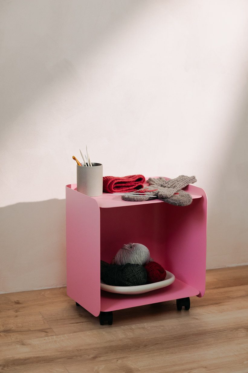 Metallbude Rollcontainer JUNO, variabel nutzbar als Beistelltisch, Nachttisch oder Organizer