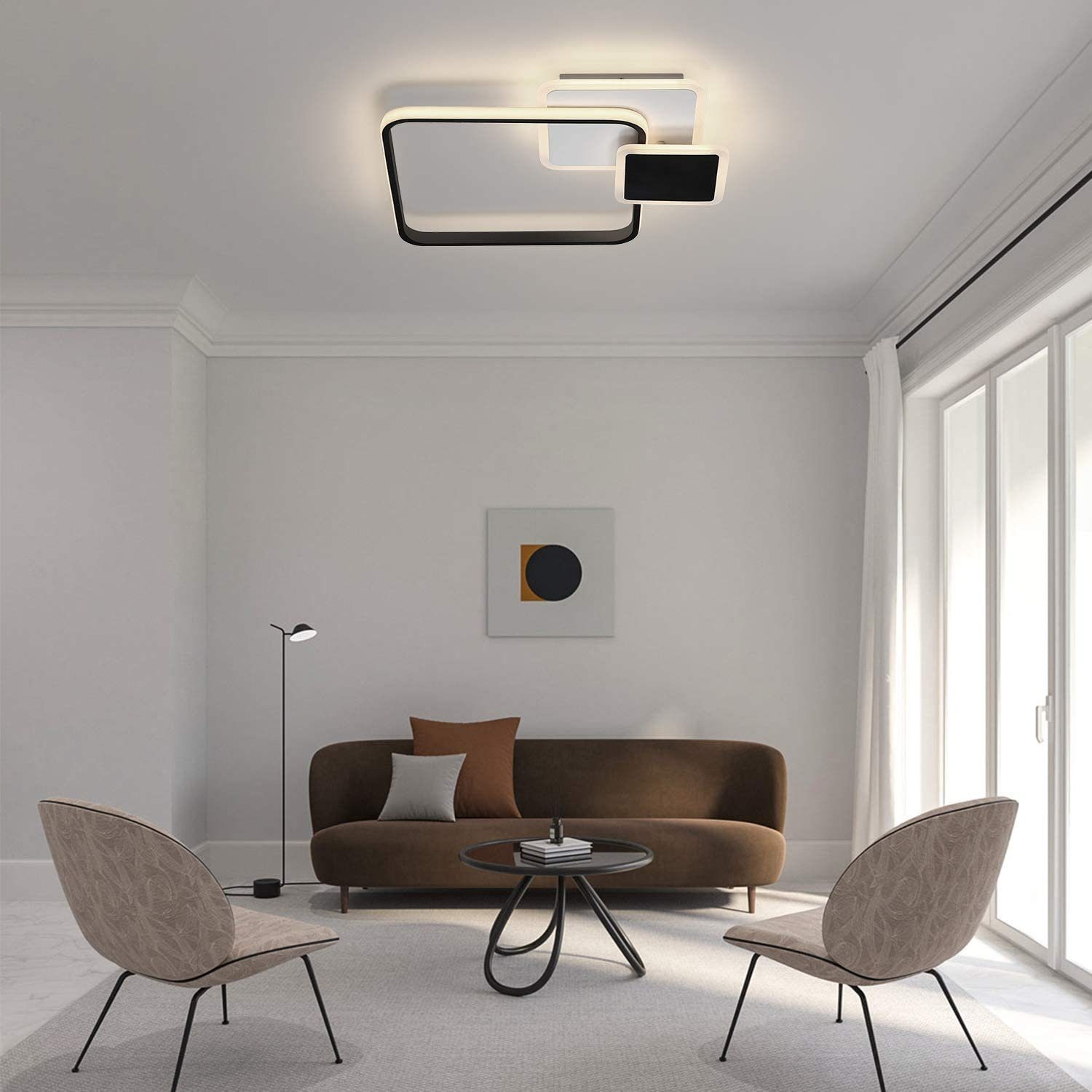 LED Schwarz fest Fernbedienung Design Büro Deckenleuchte LED Flur, Quadrat Dimmer, Modern ZMH integriert