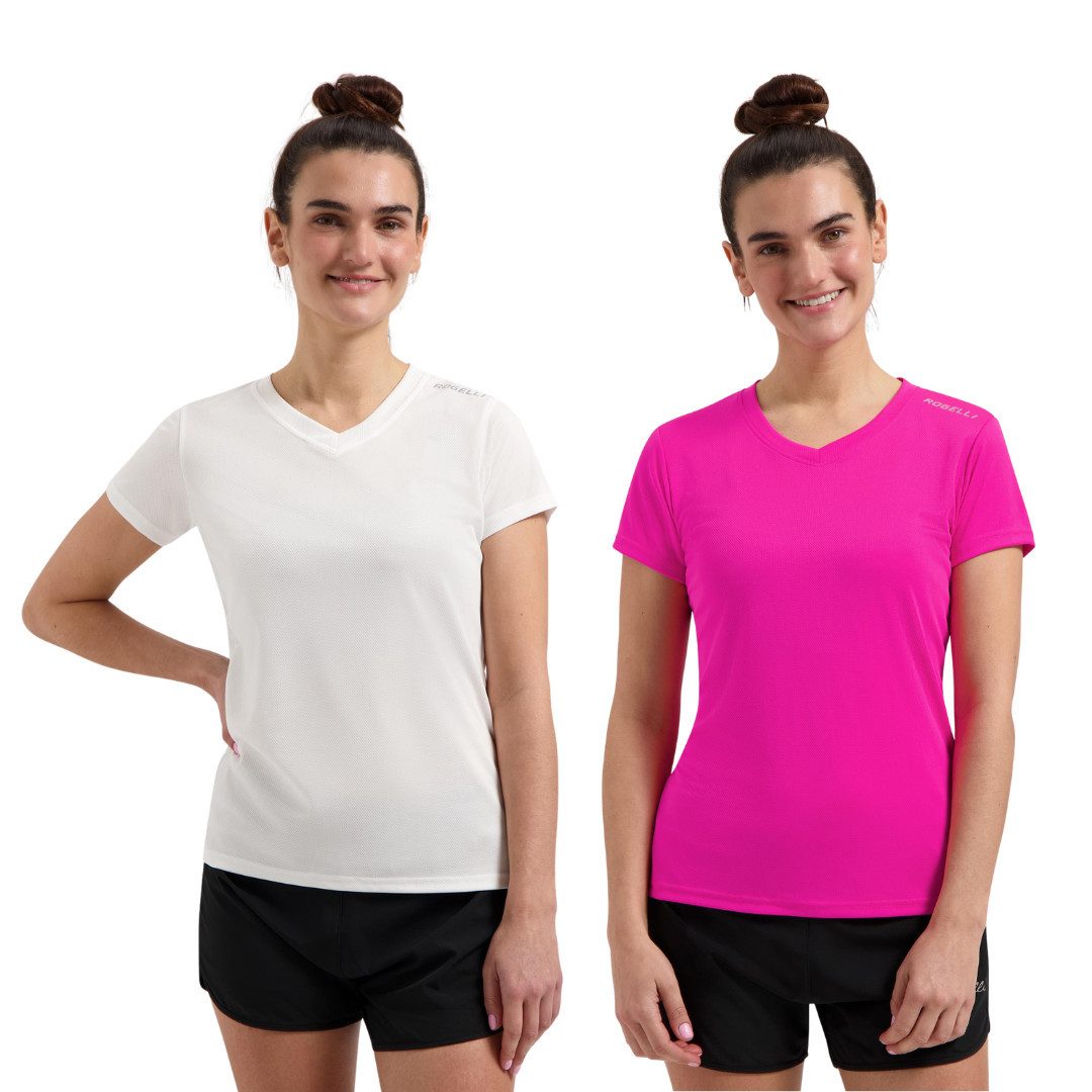 Rogelli Funktionsshirt Laufshirt Damen Atmungsaktives Kurzarmshirt 2er-Pack