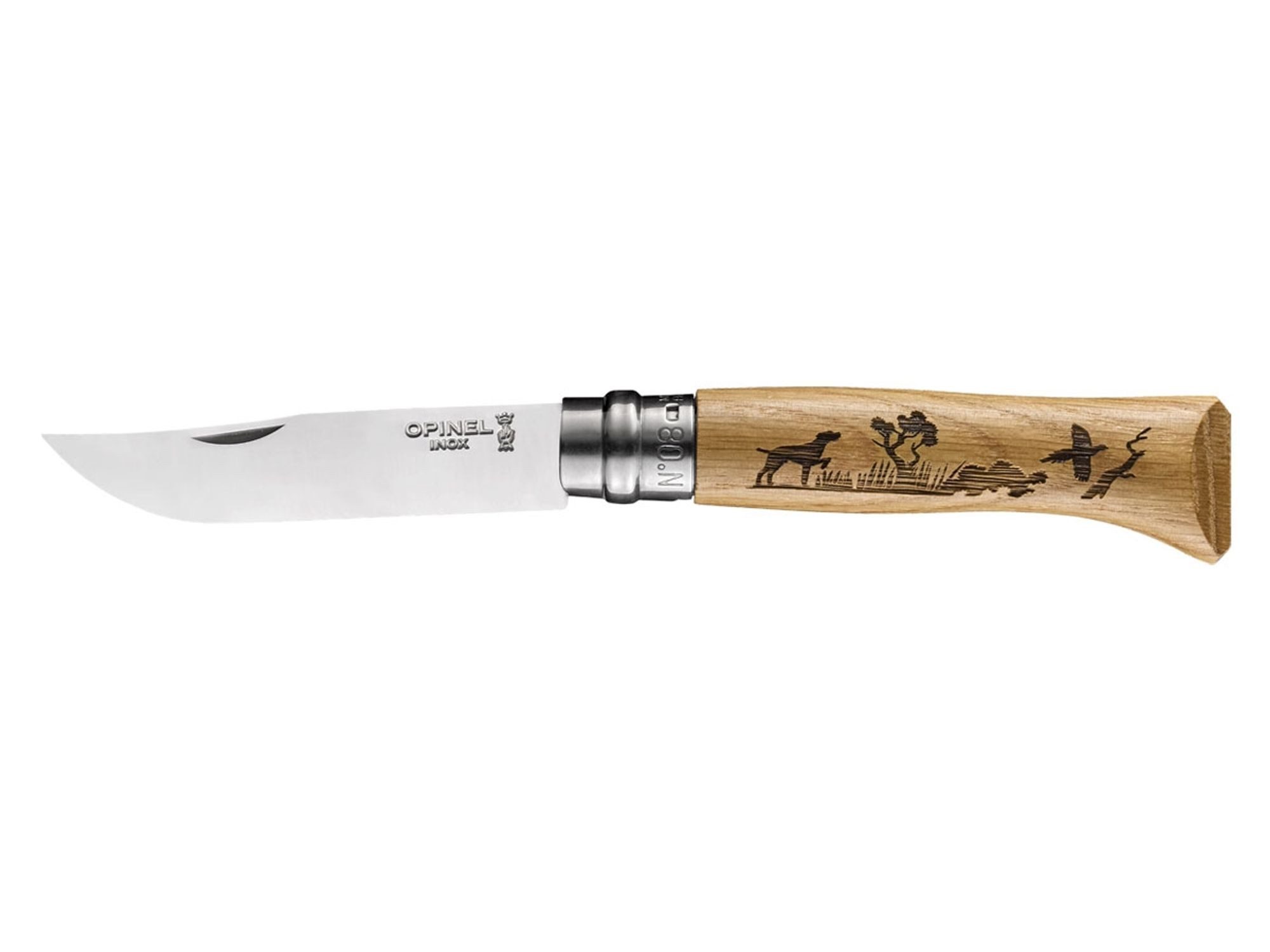 Opinel Taschenmesser Opinel-Messer, Größe 8, Animalia, Motiv Hund, Sandvikstahl