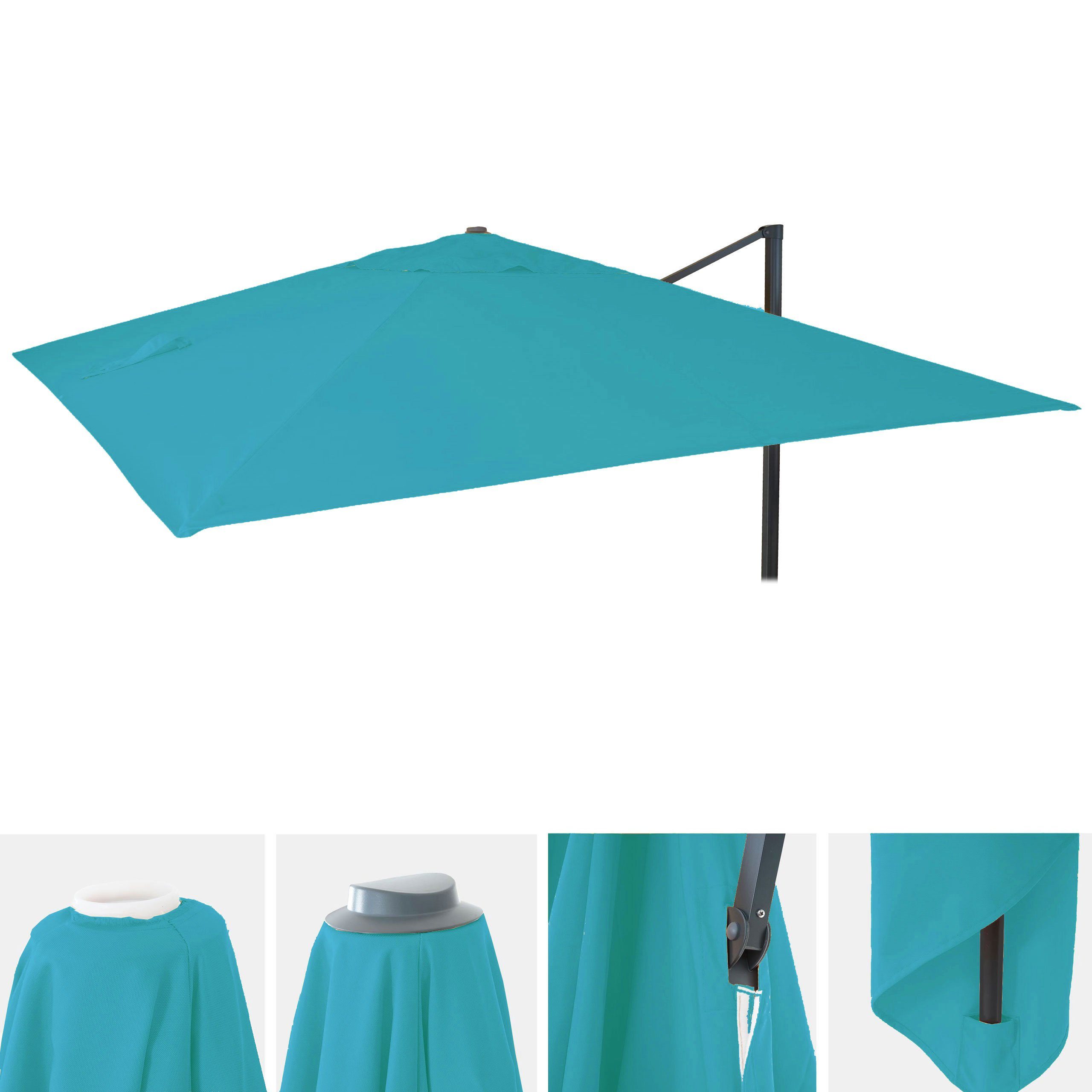 MCW Ampelschirmbespannung MCW-A96, 295x295 cm, Ø 424 cm, Mit Luftzirkulationshaube zur besseren Wärmeregulierung