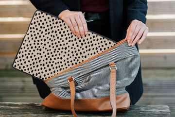 MuchoWow Laptop-Hülle Beige - Tupfen - Muster - Schwarz 13.3 Zoll, Laptopsleeve, weiches Innenfutter zum Schutz Kratzern, Laptoptasche