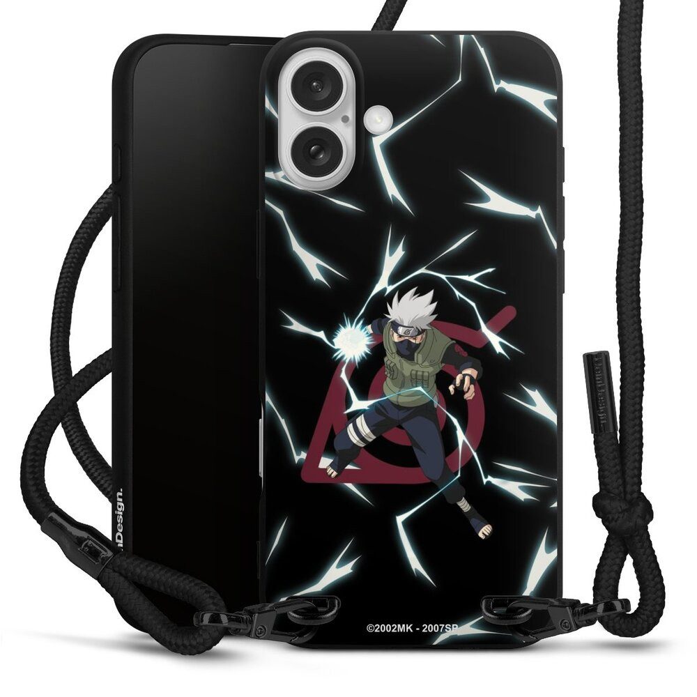 DeinDesign Handyhülle Kakashi Naruto Shippuden Offizielles Lizenzprodukt Kakashi Raikiri, Apple iPhone 16 Plus Premium Handykette Hülle mit Band Cover mit Kette