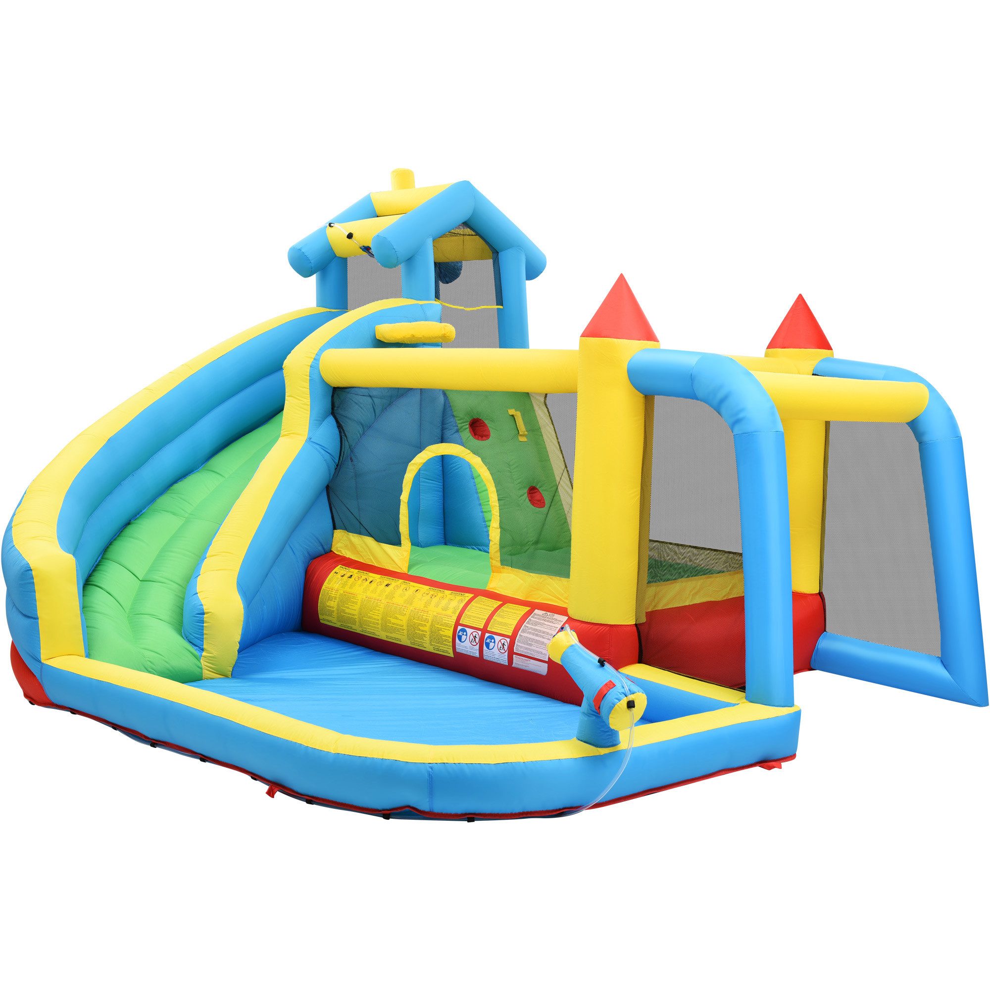 Hüpfburg Kinder Hüpfburg aufblasbar 5 in 1, mit Rutsche & Wasserpool, 364x315cm