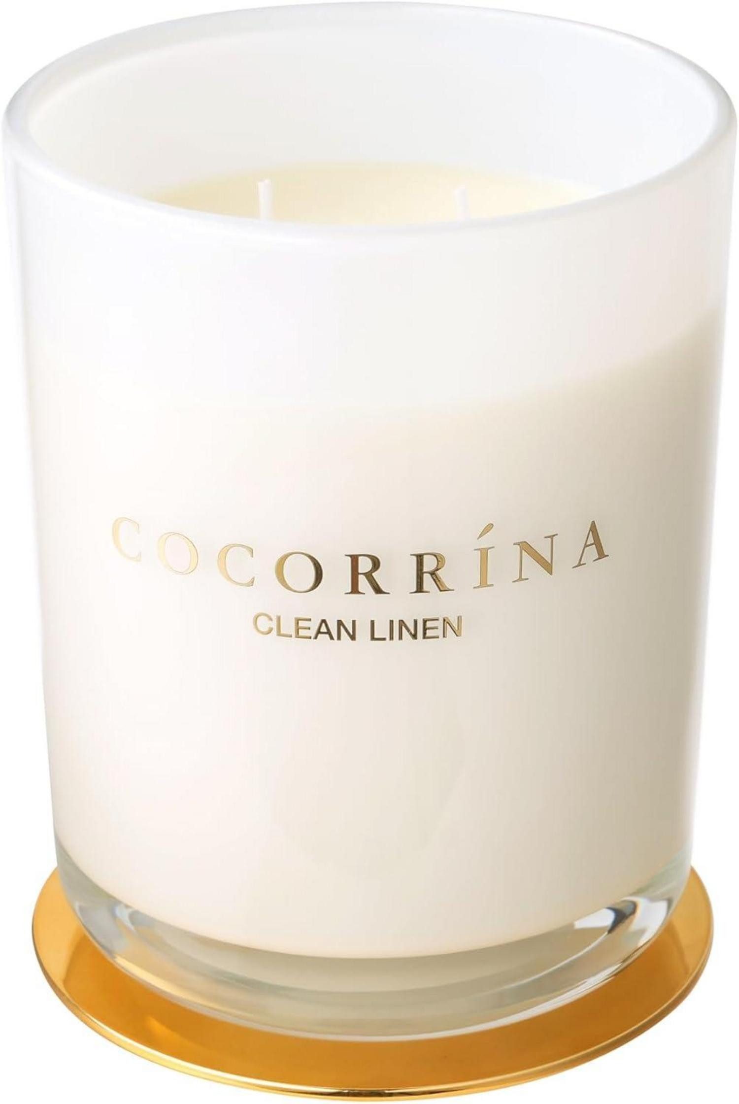 COCORRINA Duftkerze Duftkerze im Glas Saubere Leinen 2 Dochten 46h Brenndauer 420g