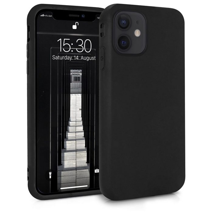 MyGadget Handyhülle Silikon Hülle für Apple iPhone 12 Mini - robuste Schutzhülle TPU Case Slim Silikonhülle Back Cover Ultra Kratzfest Handyhülle matt Schwarz