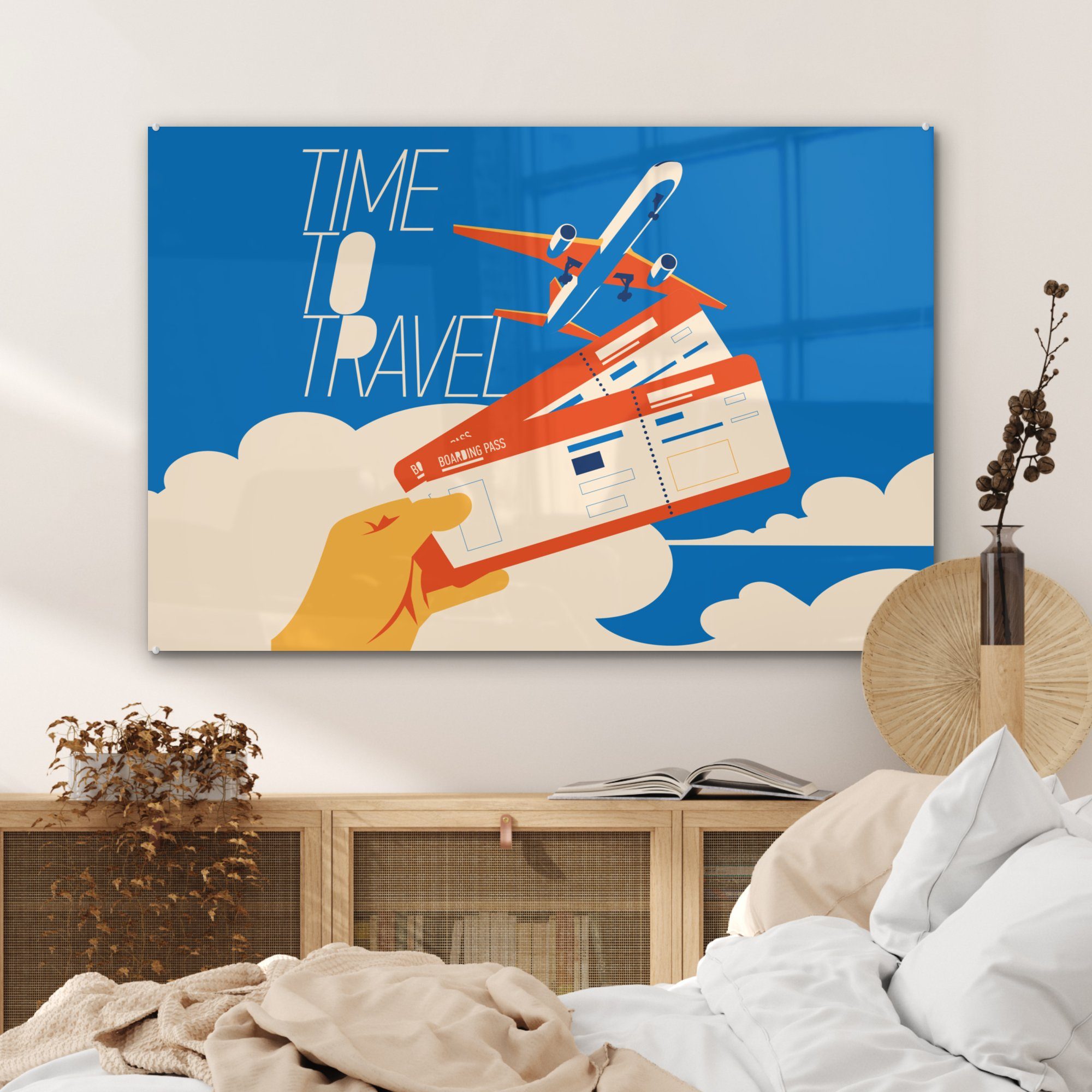 MuchoWow Acrylglasbild Flugzeug - Urlaub & Acrylglasbilder St), - Wohnzimmer Schlafzimmer (1 Sprichwörter