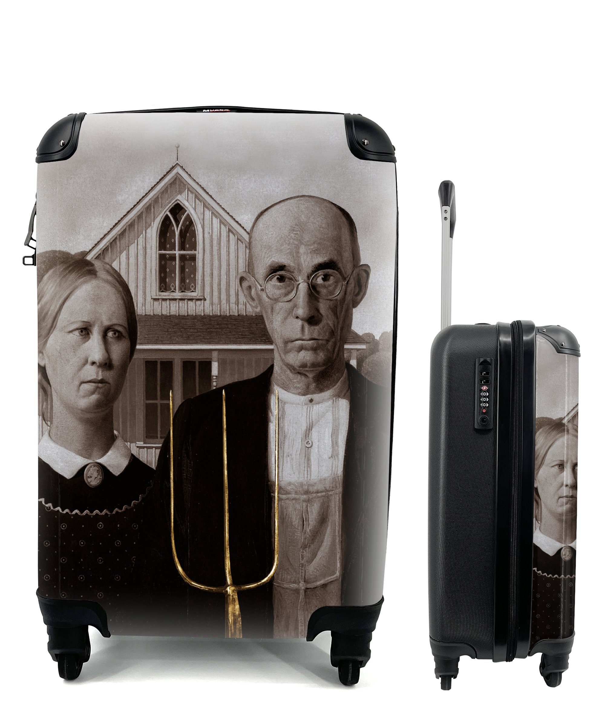 Handgepäck - Reisetasche - Gold, Reisekoffer 4 Trolley, Handgepäckkoffer MuchoWow Rollen, mit Grant rollen, Wood Amerikanische Ferien, für Gotik