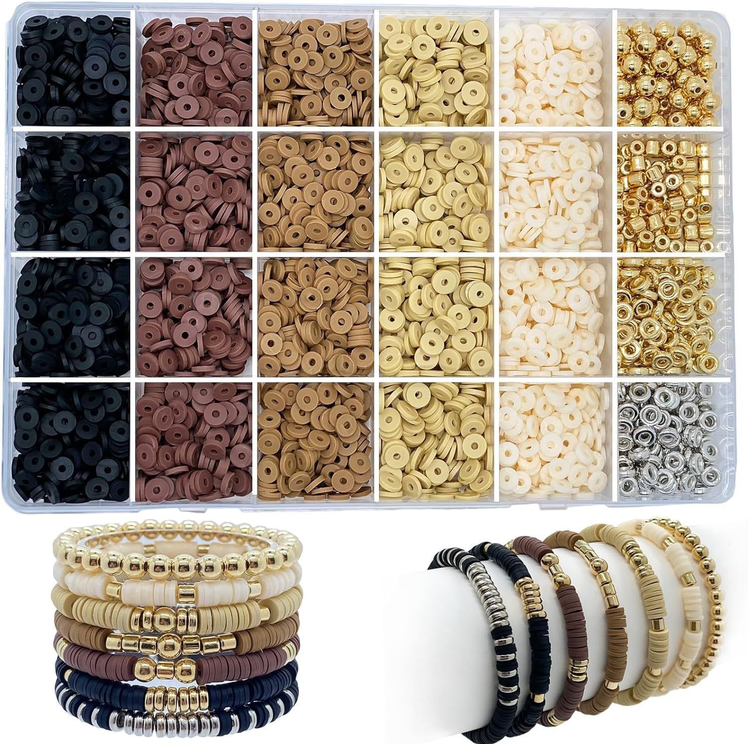 Coonoor Ketten und Armband Set Бисер zum Auffädeln Kit Бисер Set für DIY Armband Charm Kit (2820-tlg)
