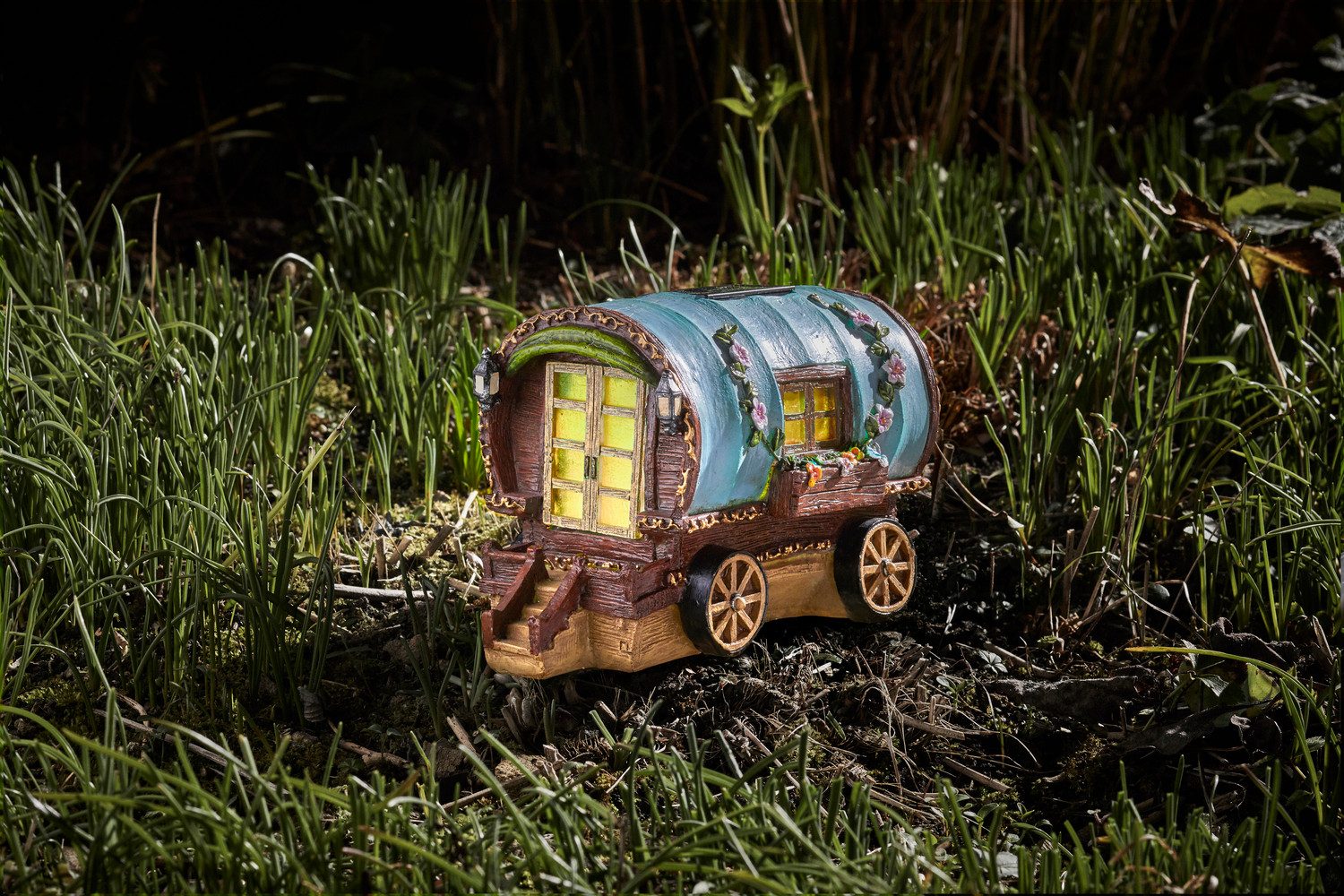 Smart Garden Dekolicht Solar-Gartenlicht Feenhaus 25 cm - Elfenhaus Wohnwagen, Gartendeko Caravan 17x25x15 cm – Bild 5 von 5